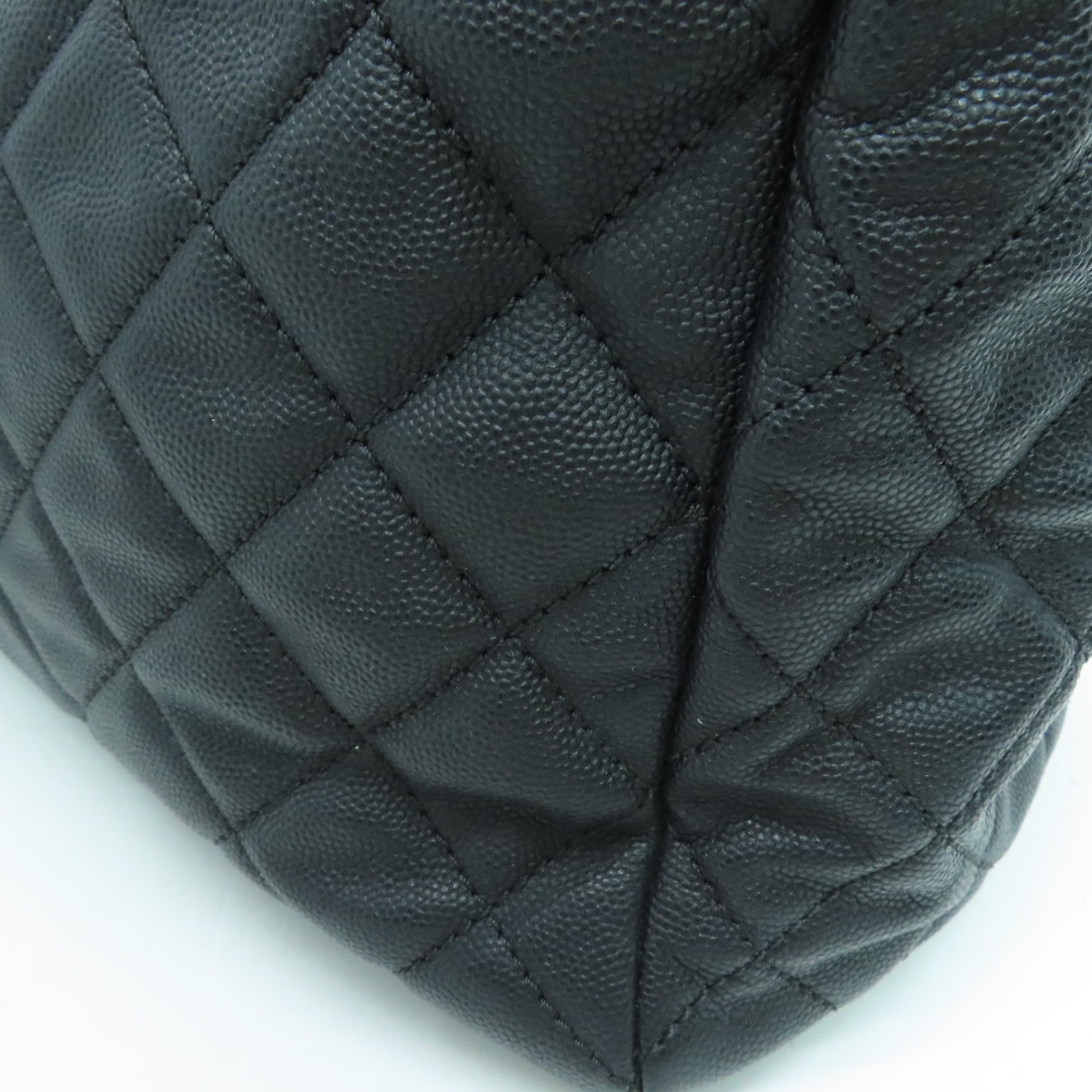 CHANEL 菱格Caviar皮革Chain Shoulder Bag金扣手挽肩背两用袋黑色