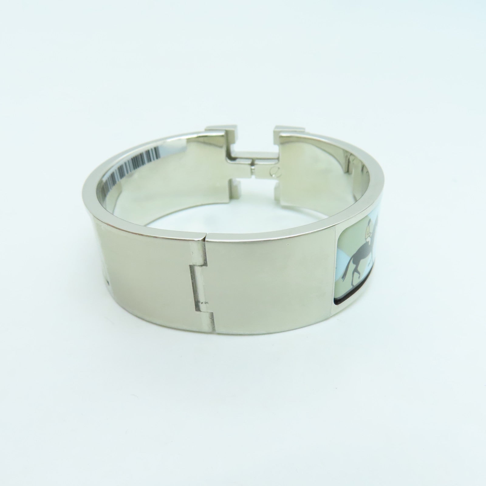 HERMES 金屬Clic Clac H Bracelet銀扣手鐲藍色