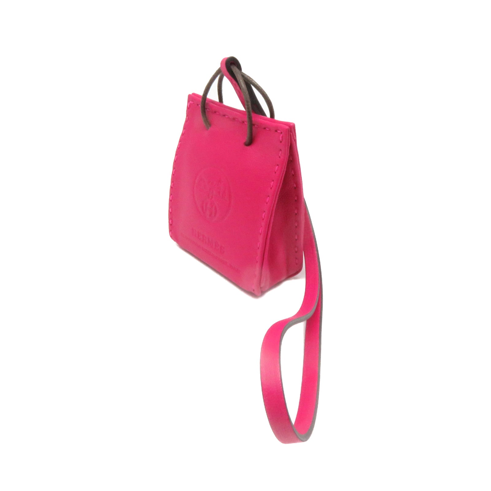 HERMES Swift皮革Sac Orange挂饰Rose Mexico粉红色
