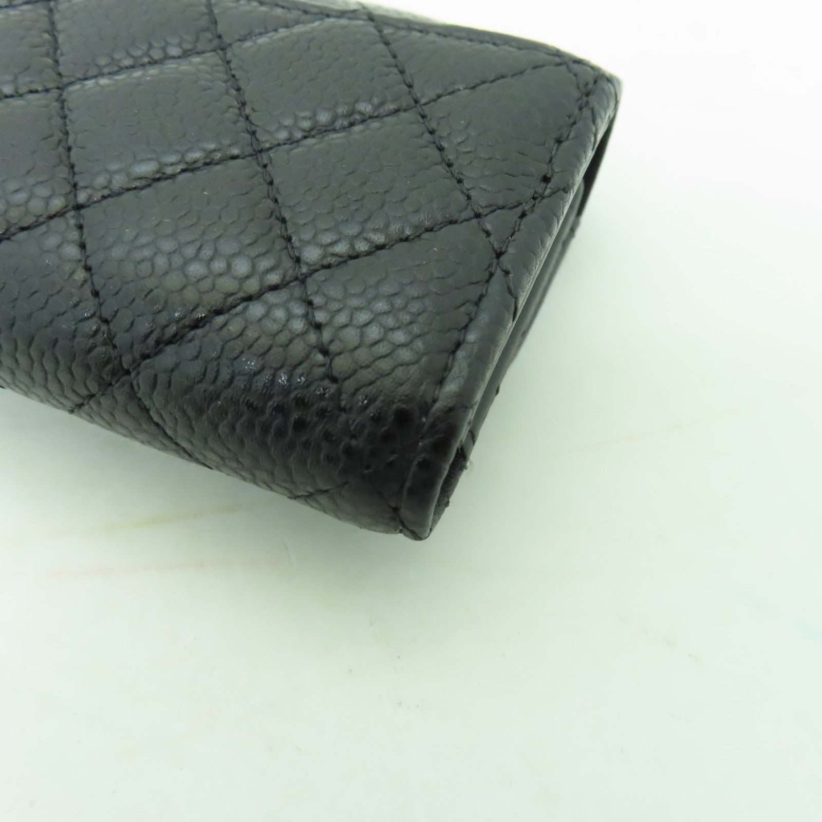 CHANEL 菱格Caviar皮革4 Key Holder Boy Flap金扣鎖匙包黒色