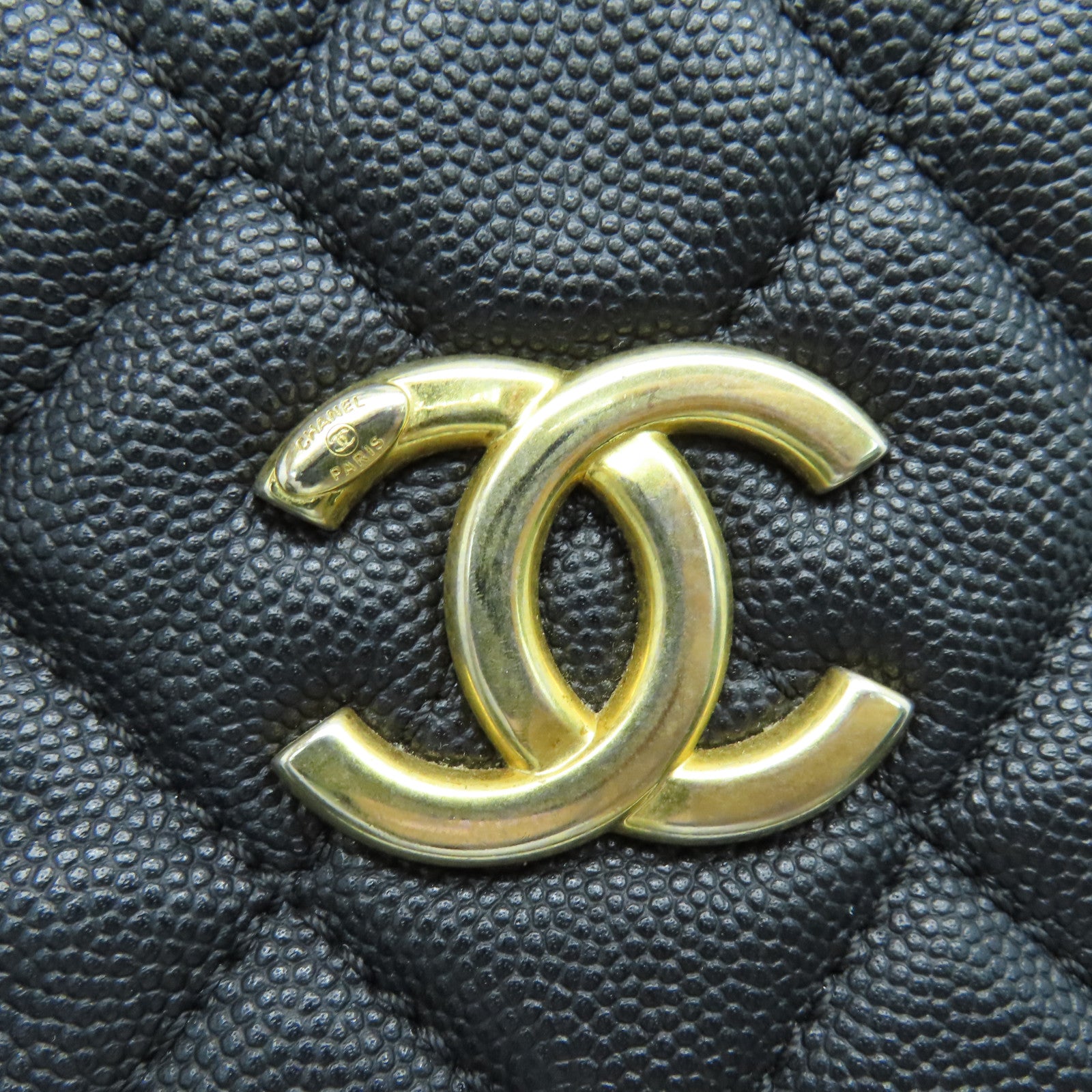 CHANEL 菱格Caviar皮革Chain Shoulder Bag金扣手挽肩背两用袋黑色