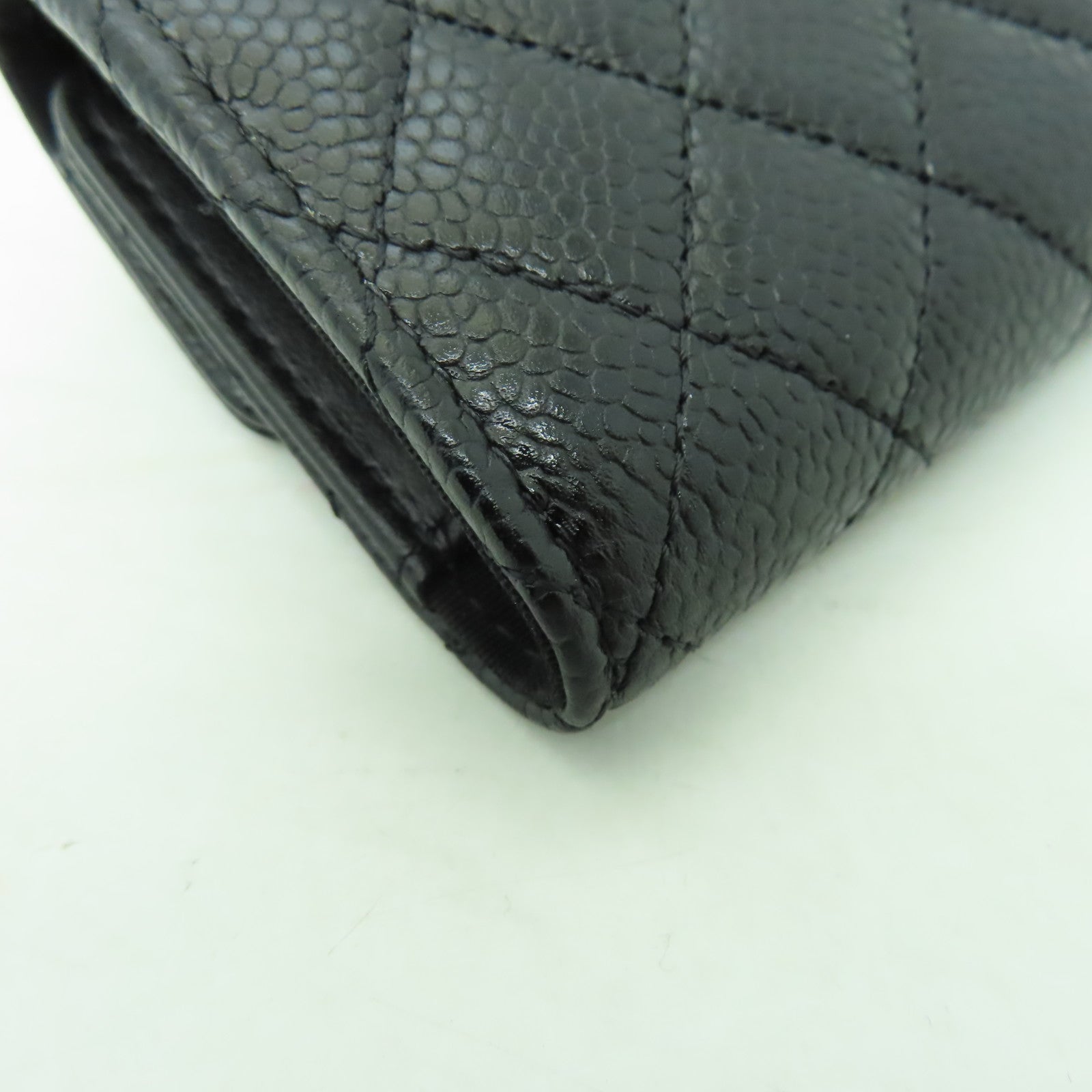 CHANEL 菱格Caviar皮革4 Key Holder Boy Flap金扣鎖匙包黒色