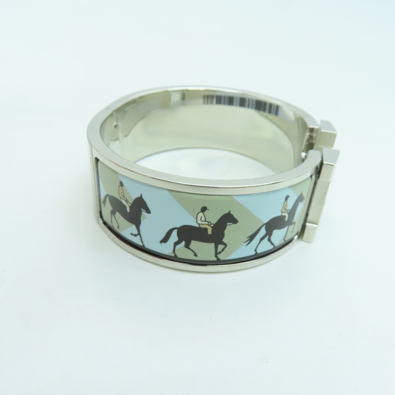 HERMES 金屬Clic Clac H Bracelet銀扣手鐲藍色