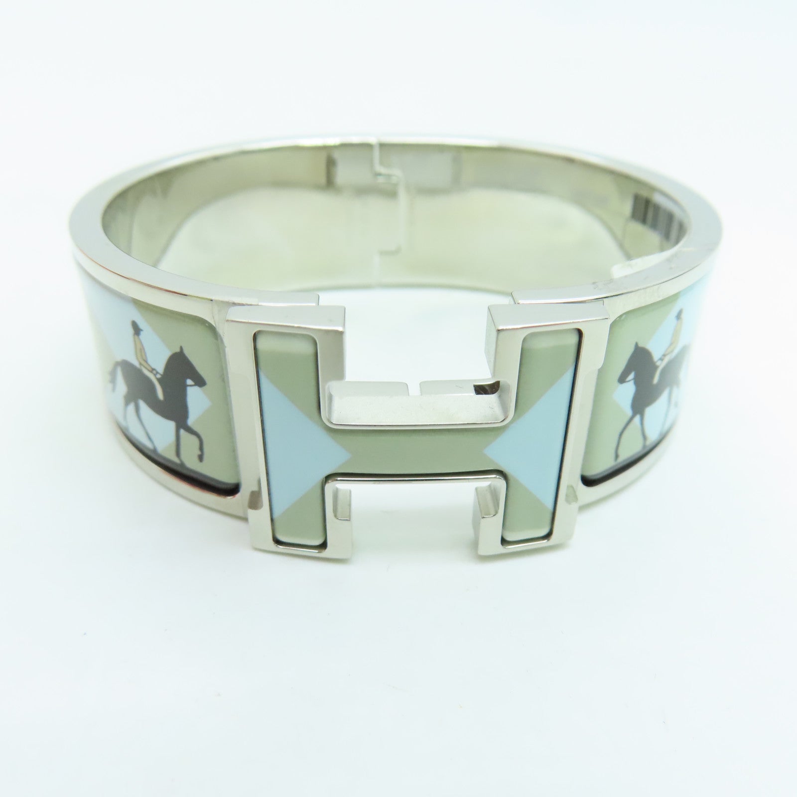 HERMES 金屬Clic Clac H Bracelet銀扣手鐲藍色