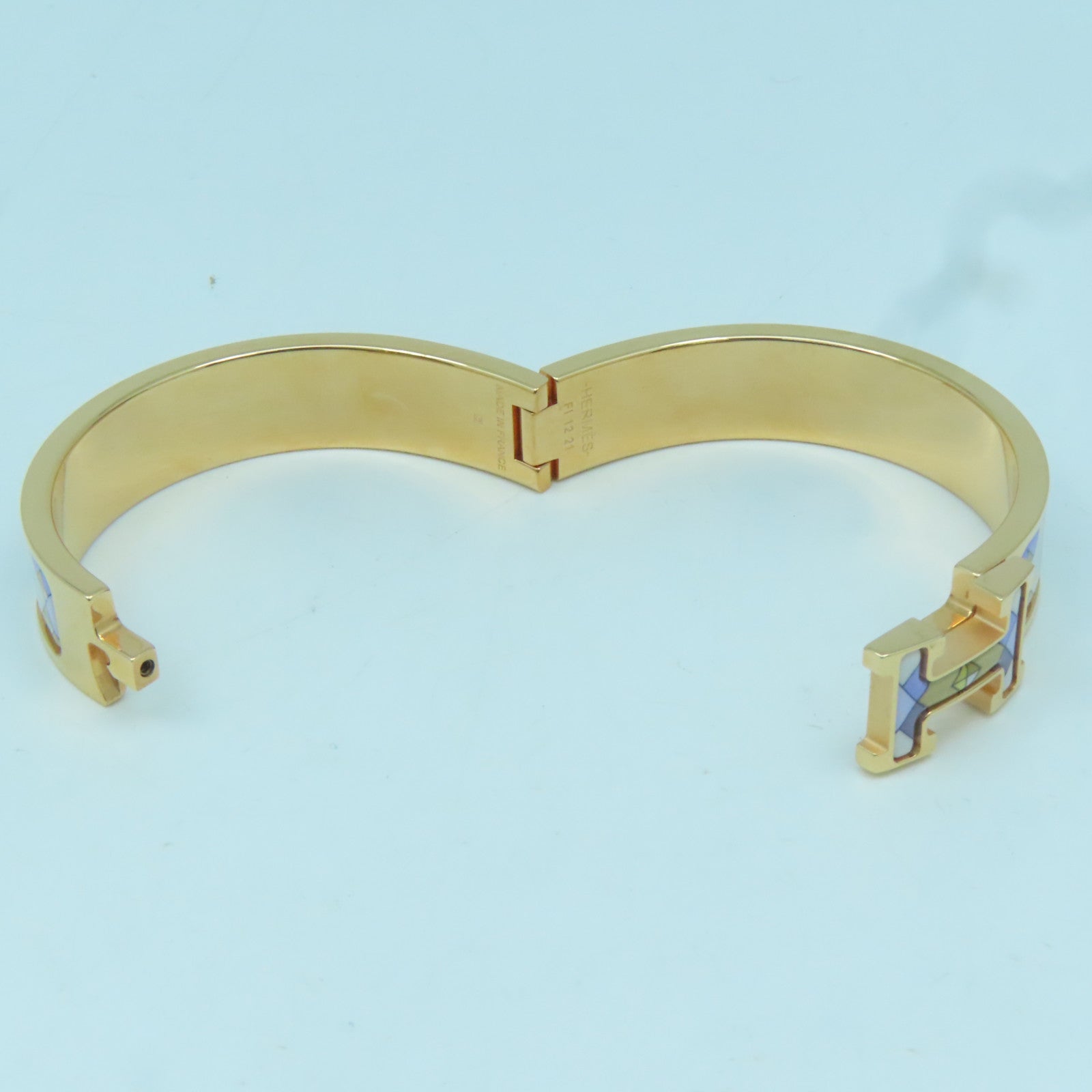 HERMES 金屬Clic-Clac H金扣手鐲玫瑰金色/白色/紫色#16cm