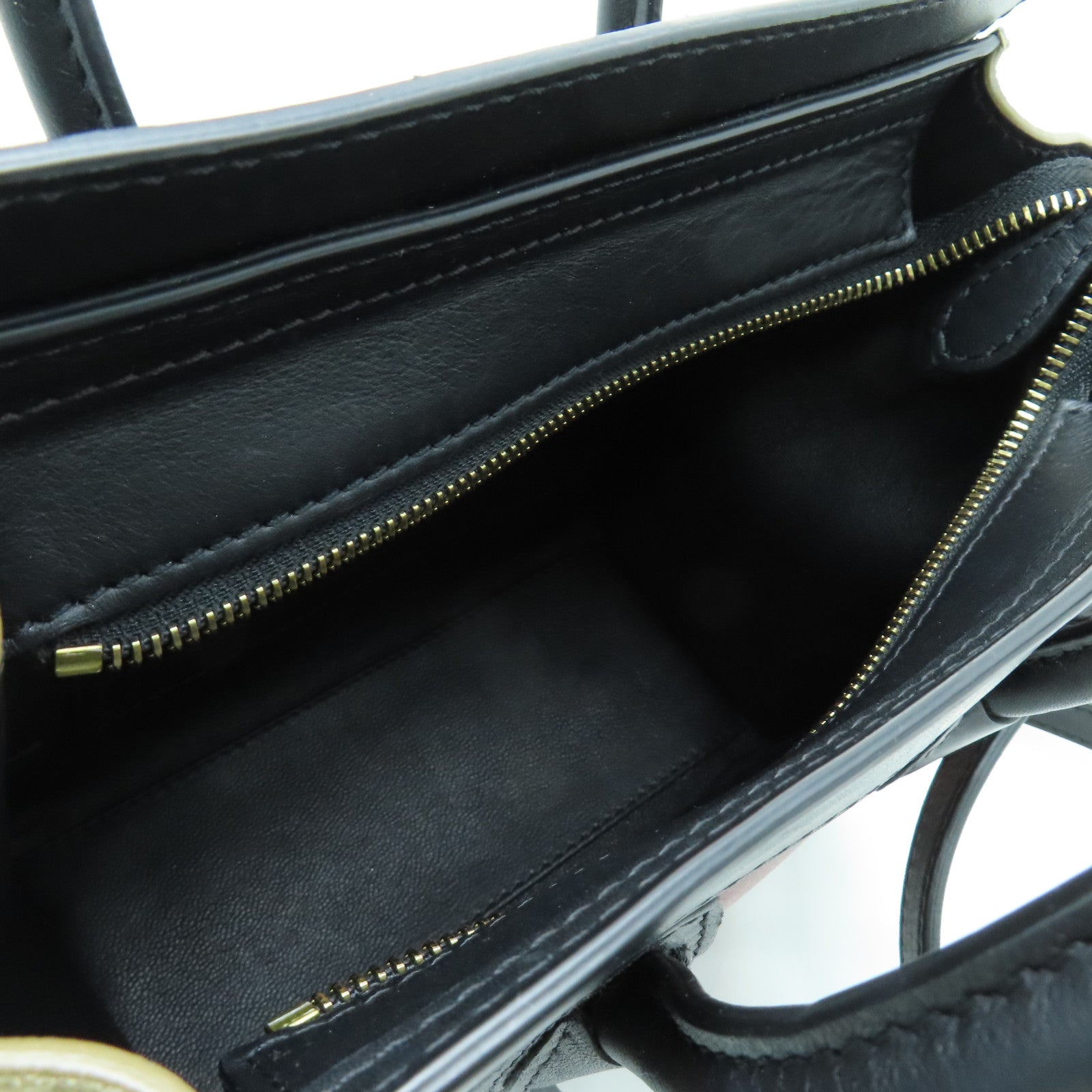 CELINE 牛皮皮革Nano金扣手挽肩背兩用袋黑色/米色/紅色