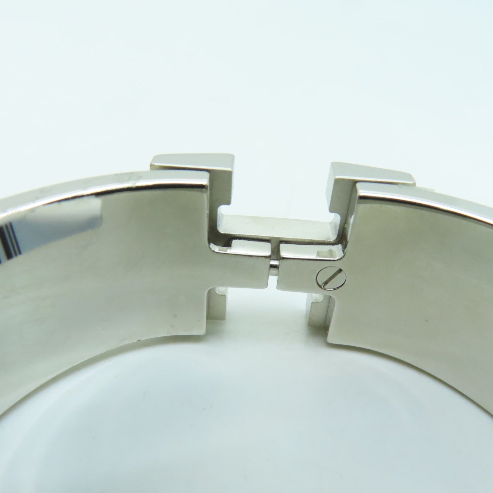 HERMES 金屬Clic Clac H Bracelet銀扣手鐲藍色