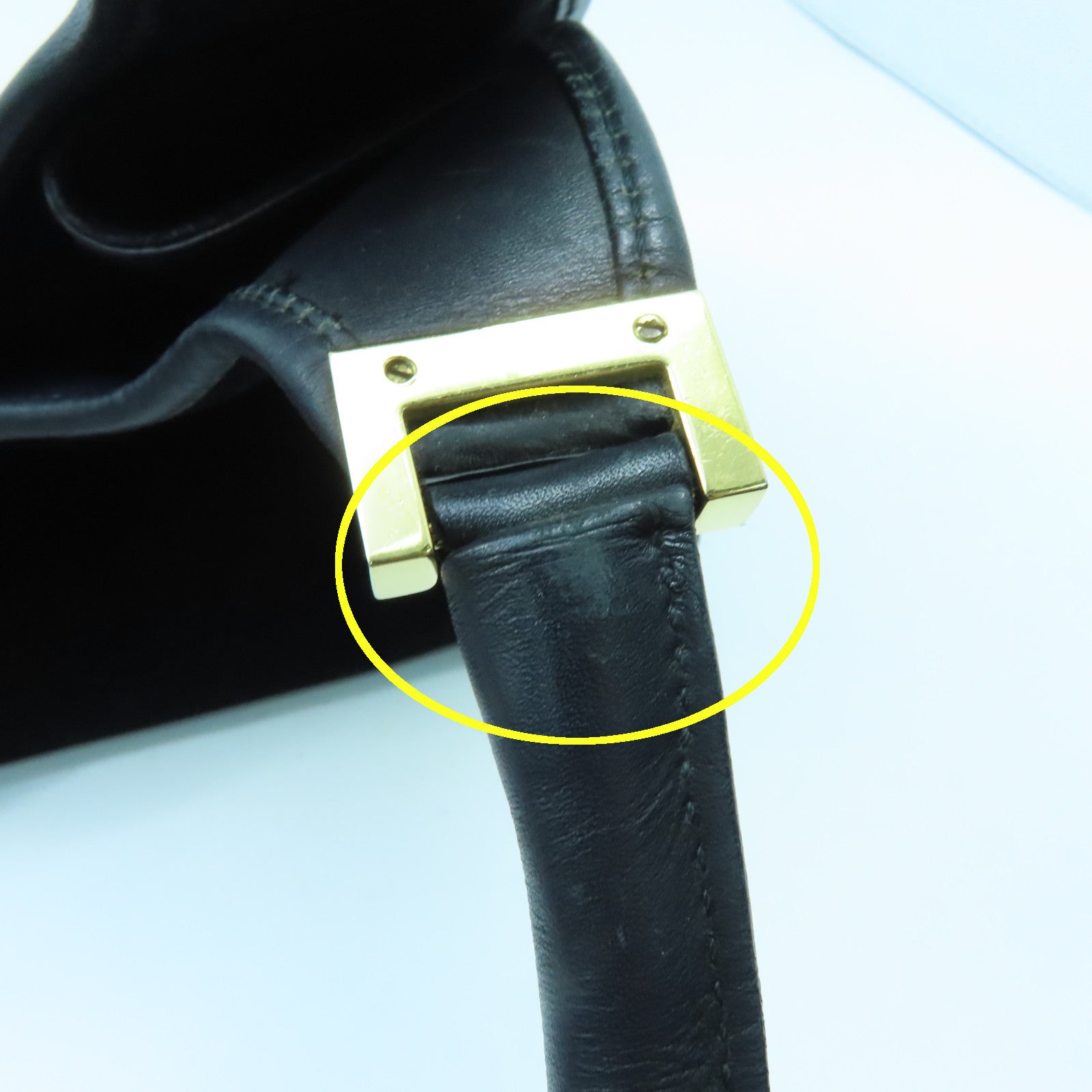 GUCCI suede leather Shoulder Bag gold buckle shoulder bag black