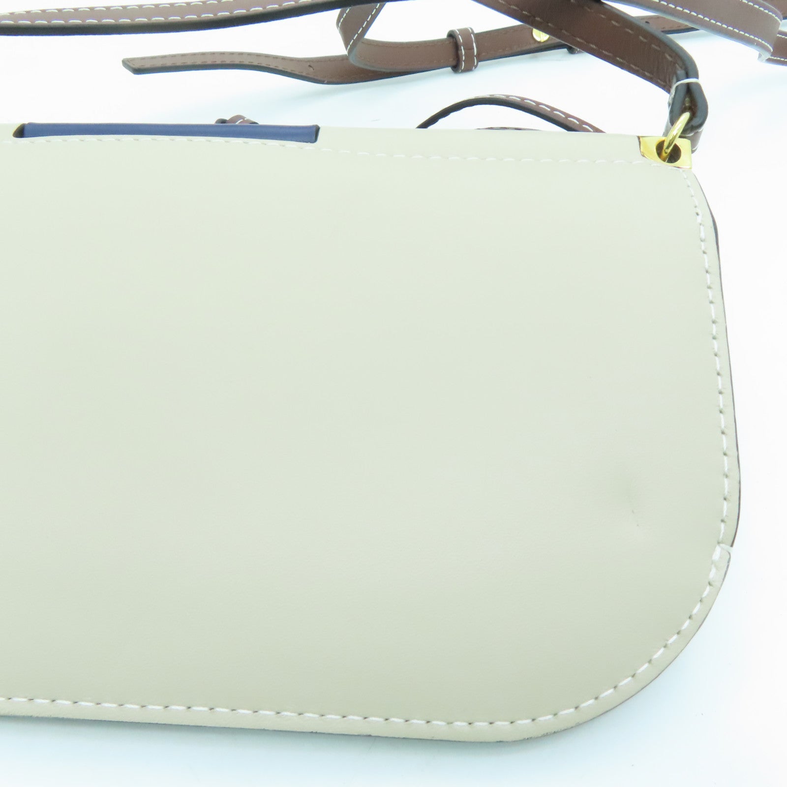 LOEWE 牛皮皮革Shoulder Bag金扣肩背袋蓝色米色
