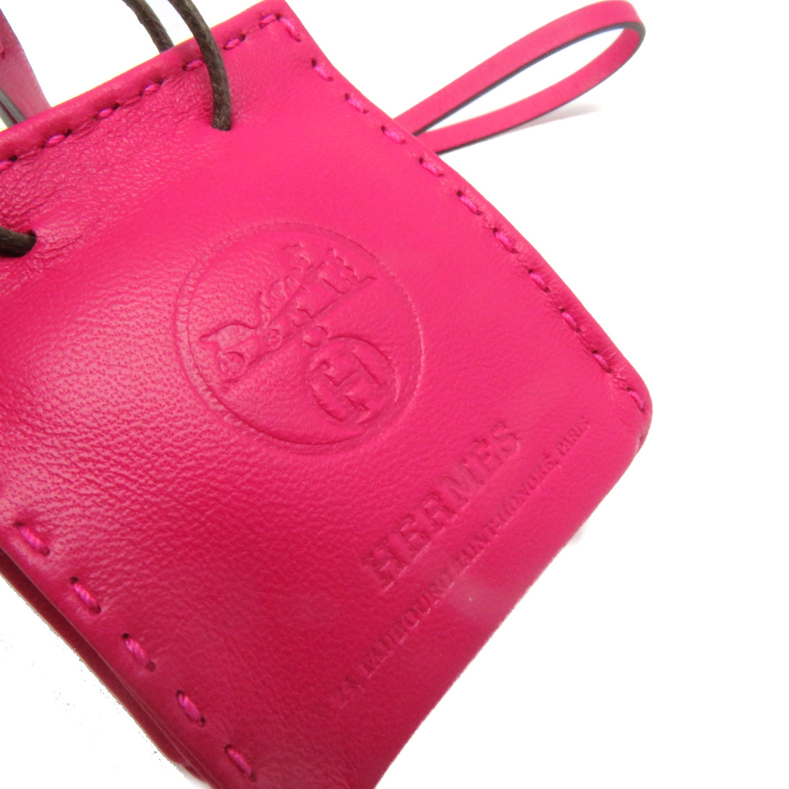 HERMES Swift皮革Sac Orange挂饰Rose Mexico粉红色