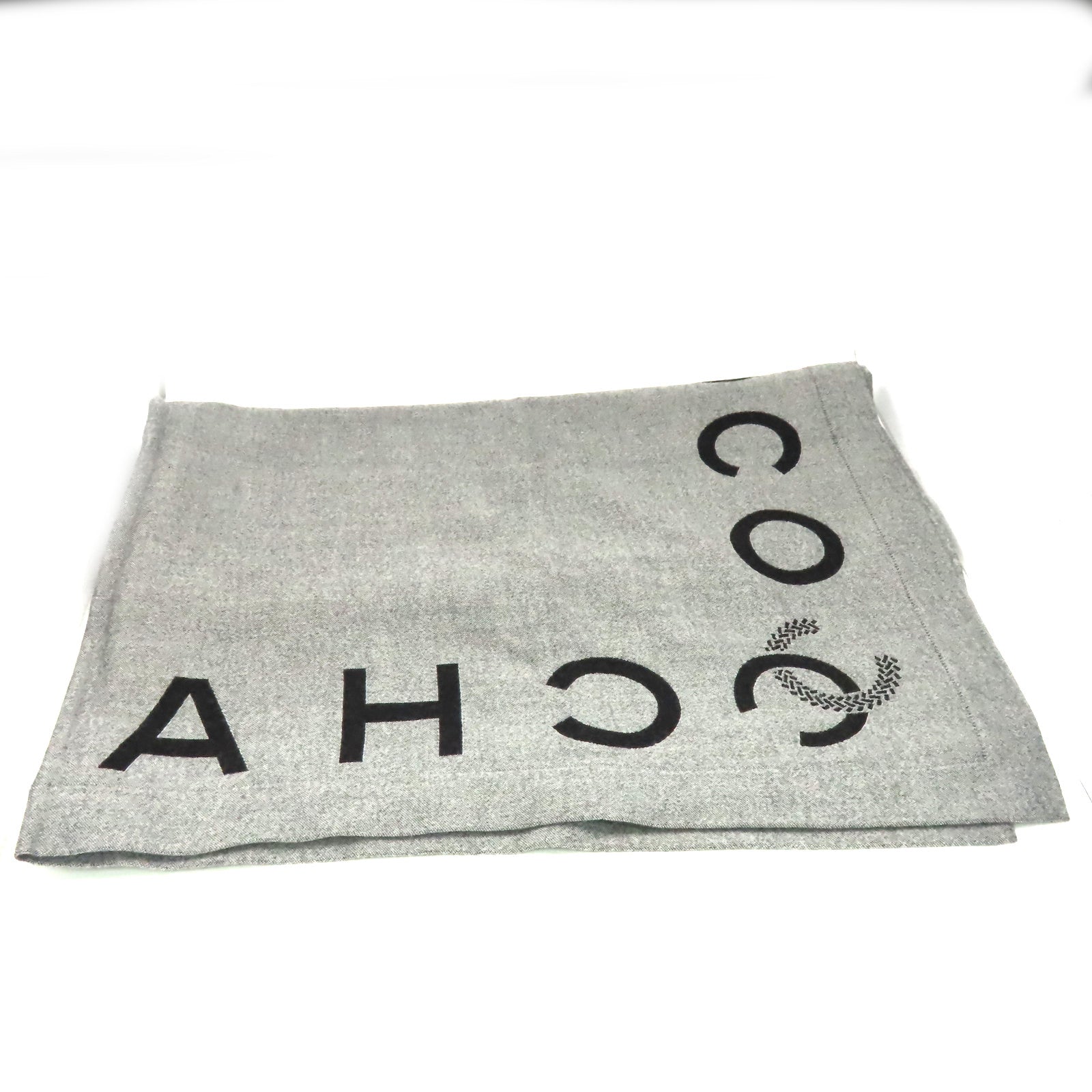 CHANEL 羊毛/絲質Scarf圍巾灰色/黑色