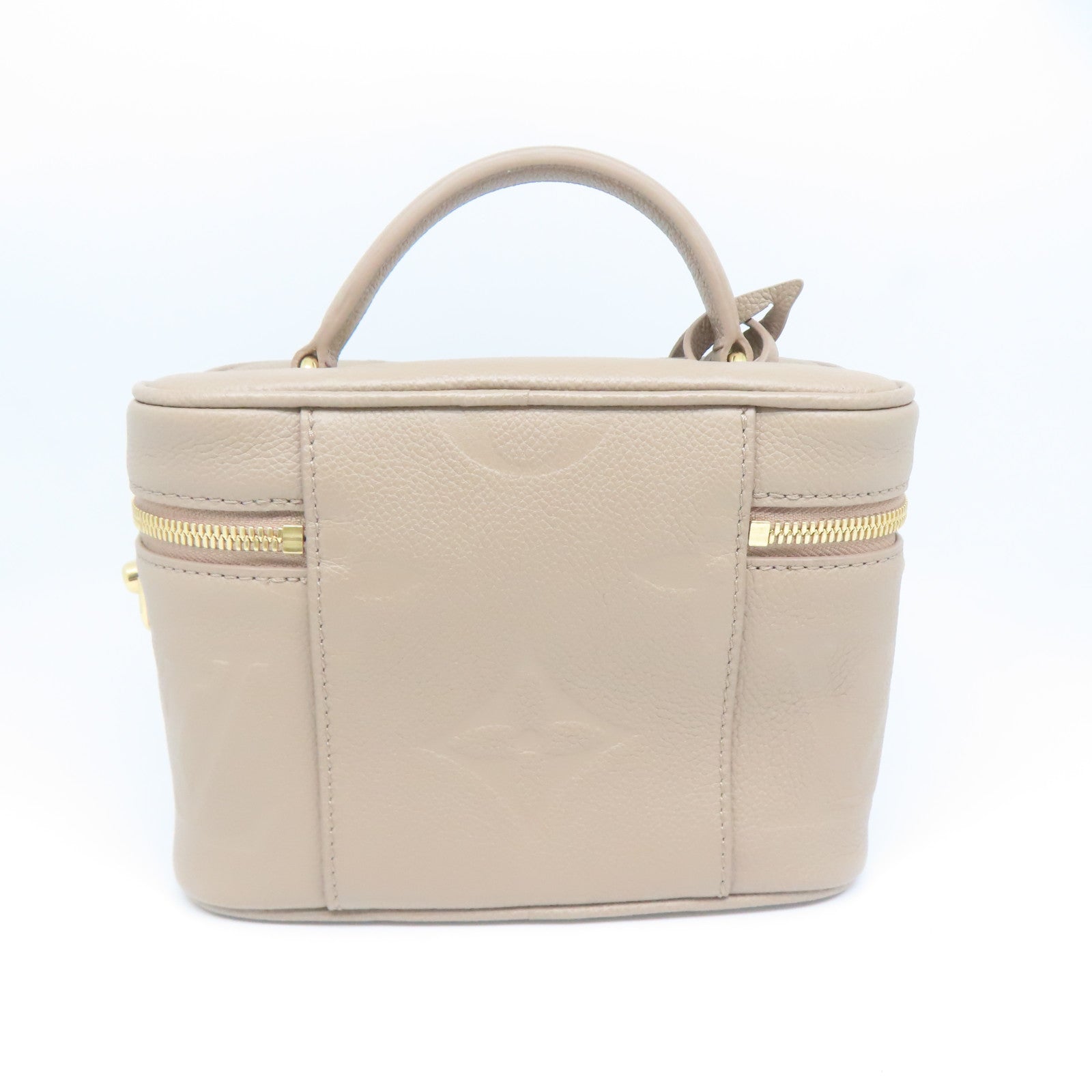 LOUIS VUITTON Monogram Empreinte Vanity PM金扣手挽肩背两用袋米色