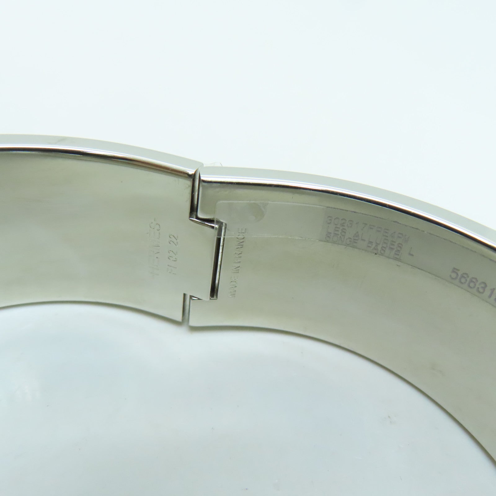 HERMES 金屬Clic Clac H Bracelet銀扣手鐲藍色