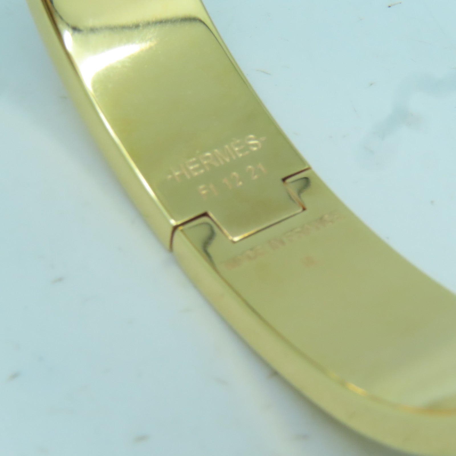 HERMES 金屬Clic-Clac H金扣手鐲玫瑰金色/淺藍色/白色/啡色#16cm