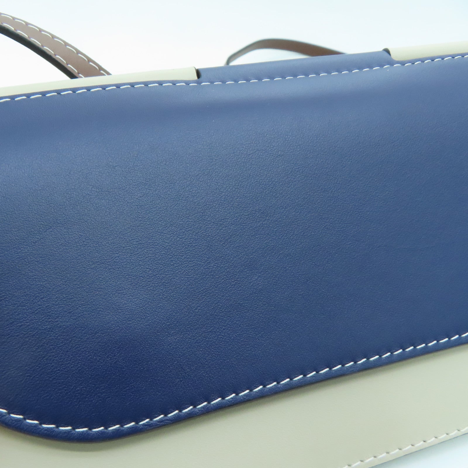 LOEWE 牛皮皮革Shoulder Bag金扣肩背袋蓝色米色