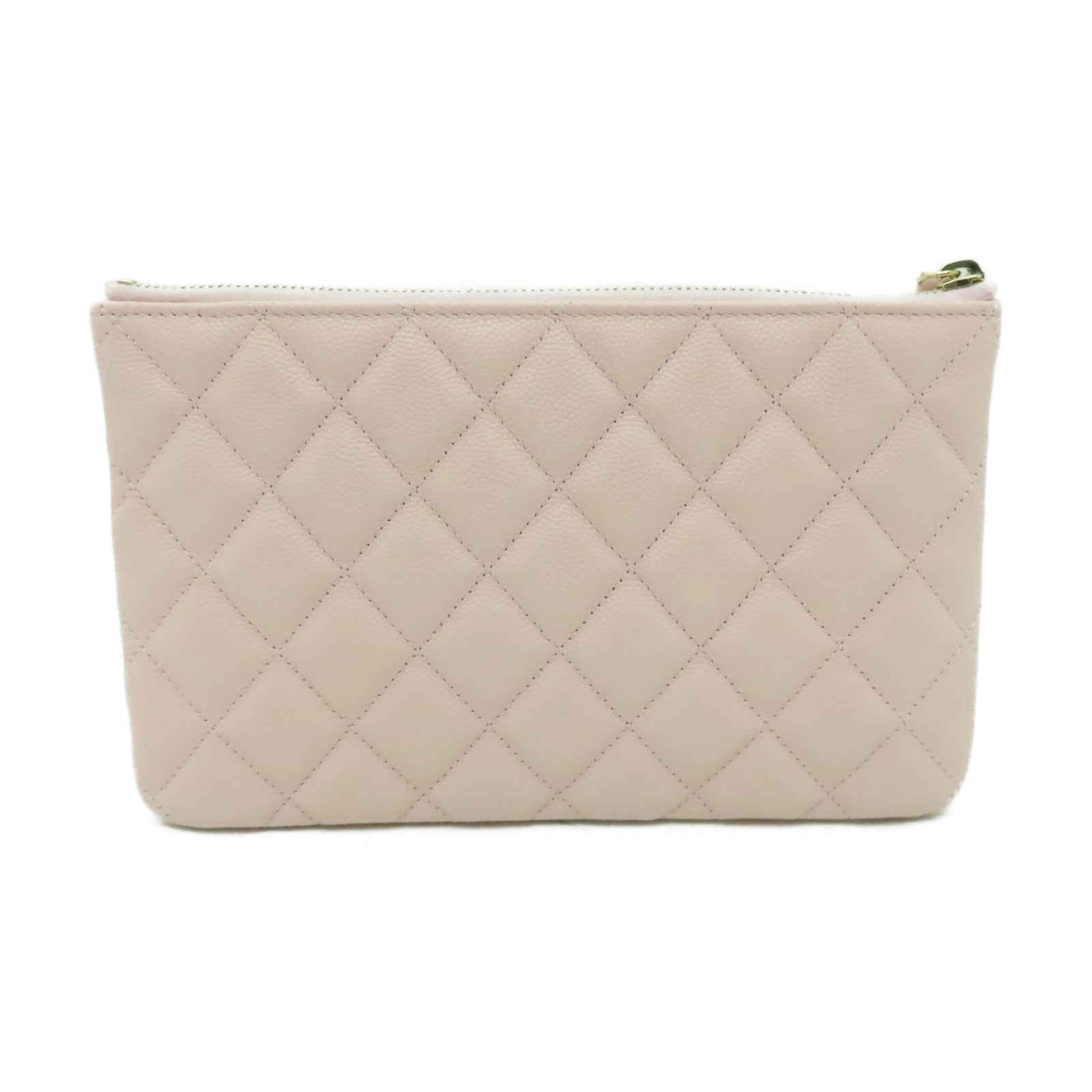 CHANEL 菱格Caviar皮革Clutch Bag金扣手拿包粉紅色