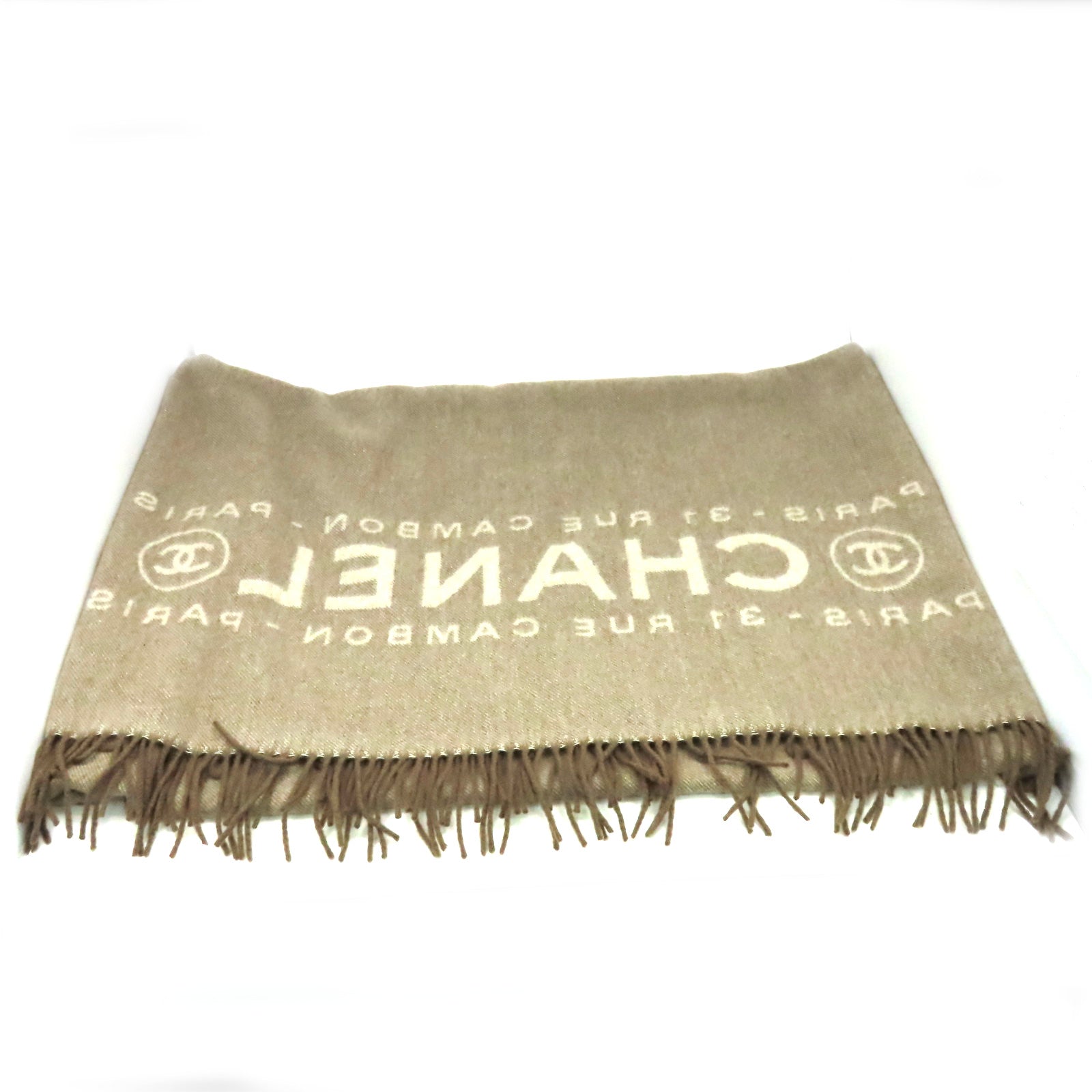 CHANEL 羊絨Scarf圍巾杏色/啡色