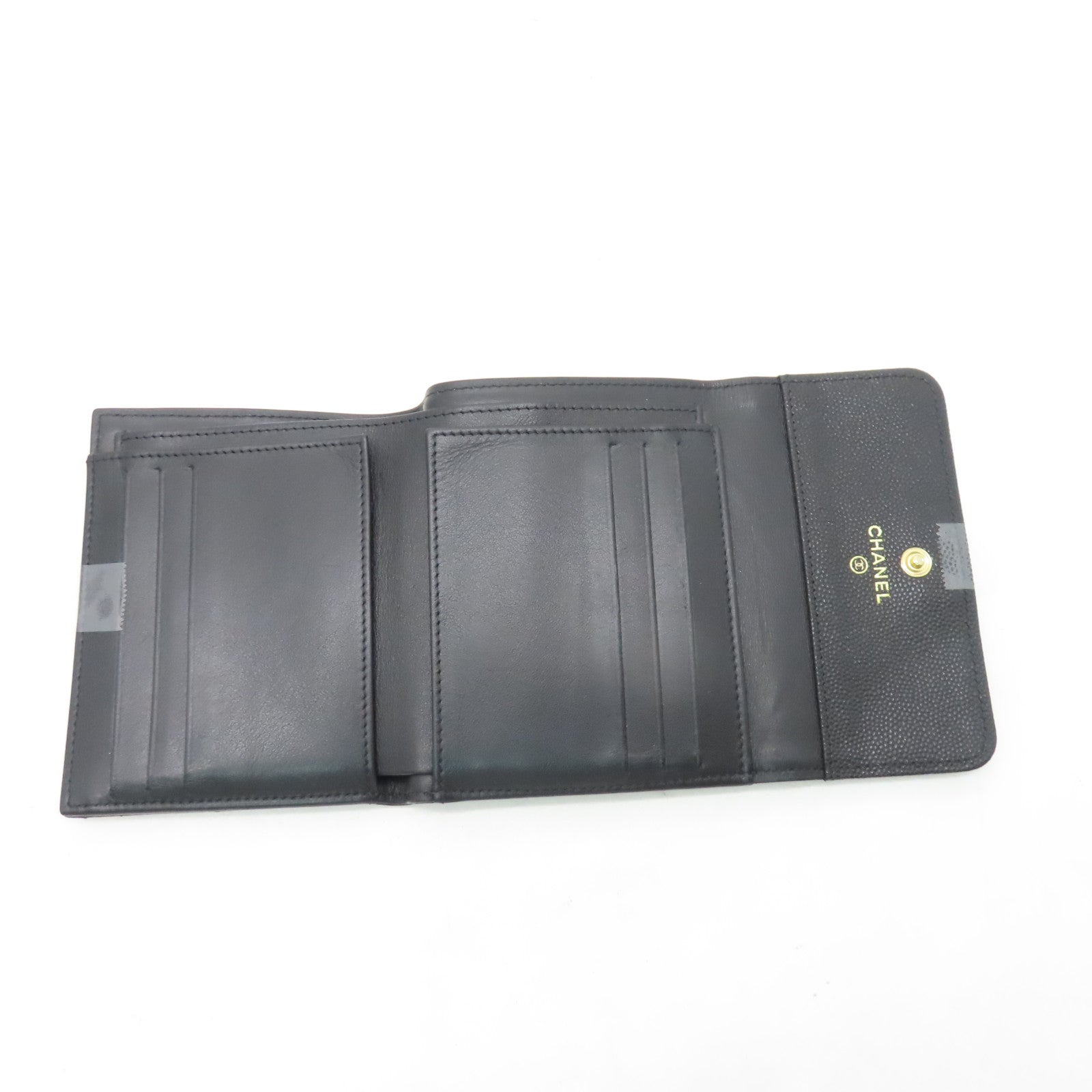 CHANEL rhombic cowhide leather Boy Wallet gold buckle wallet black