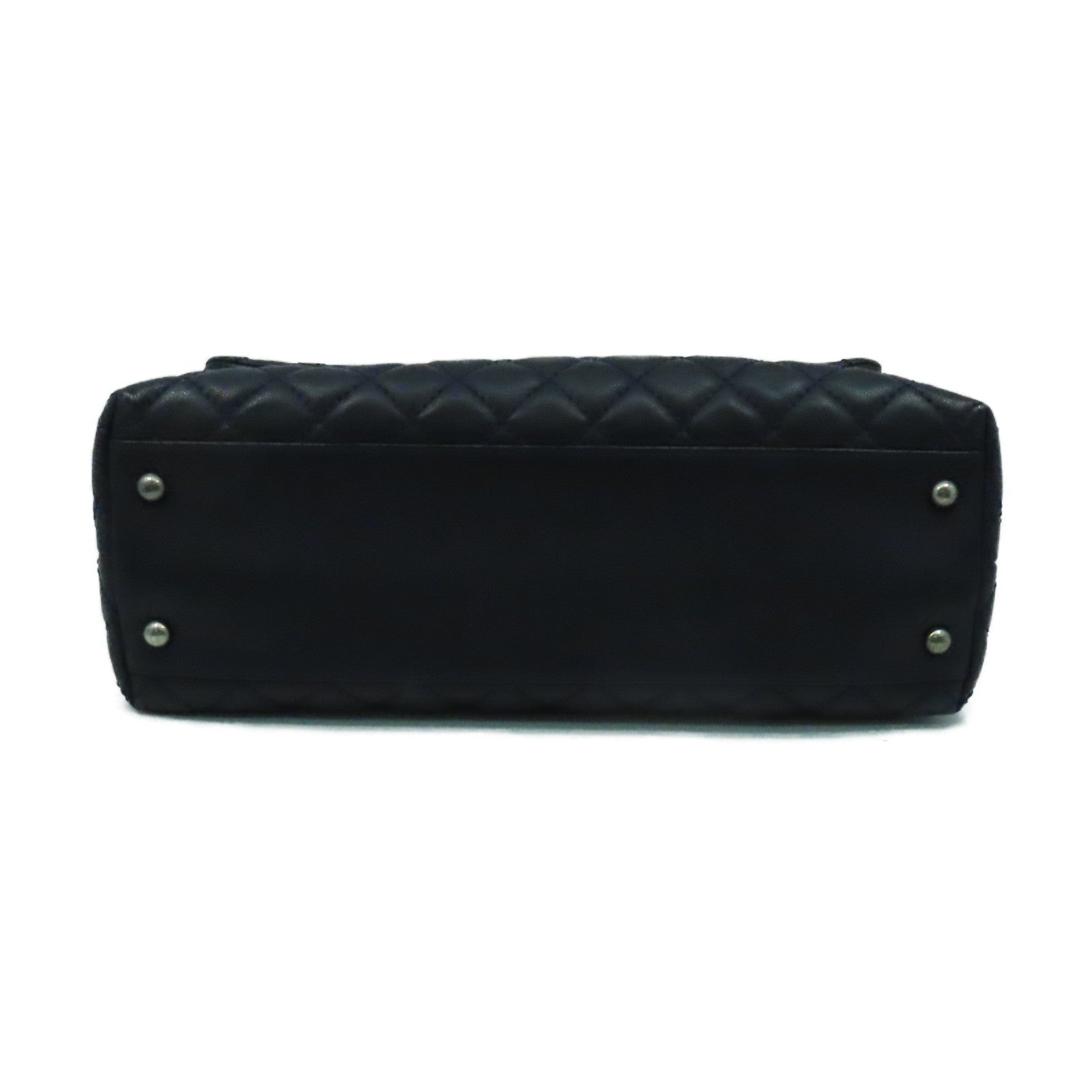 CHANEL 【激減優惠】菱格Caviar皮革/蜥蝪皮革CoCo Handle 2Way Chain Shoulder Bga銀扣鏈帶手挽肩背兩用袋寶藍色