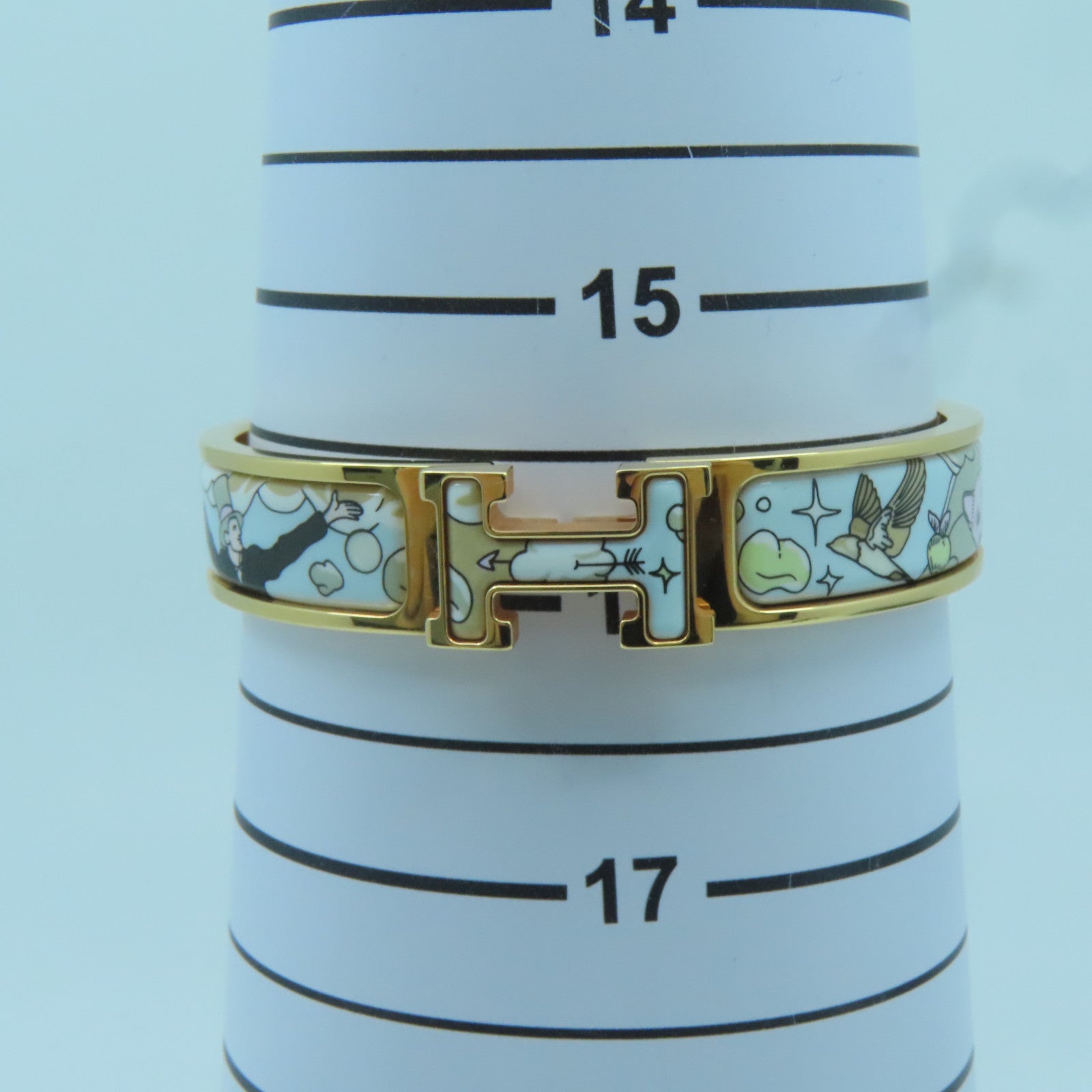 HERMES 金屬Clic-Clac H金扣手鐲玫瑰金色/淺藍色/白色/啡色#16cm