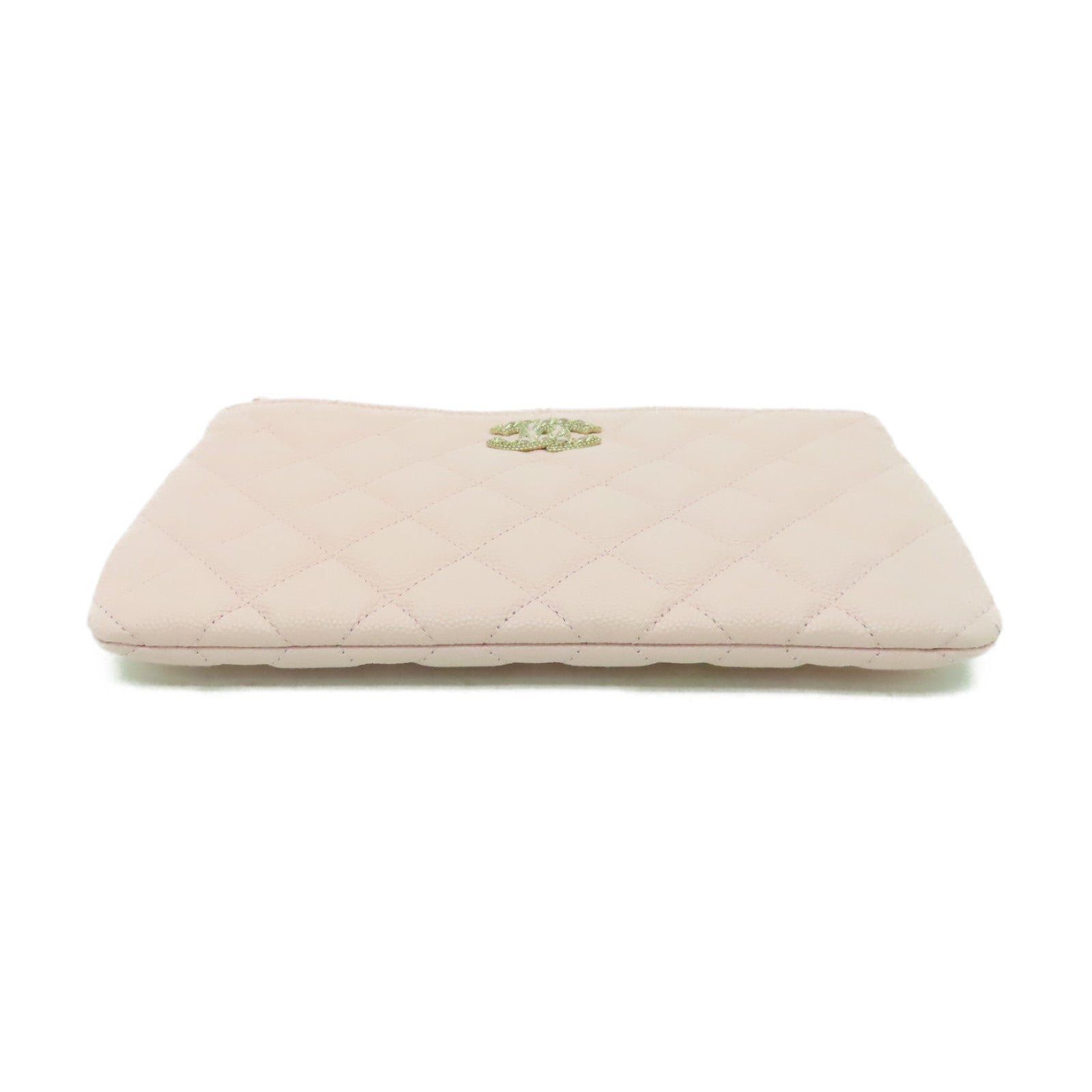 CHANEL 菱格Caviar皮革Clutch Bag金扣手拿包粉紅色