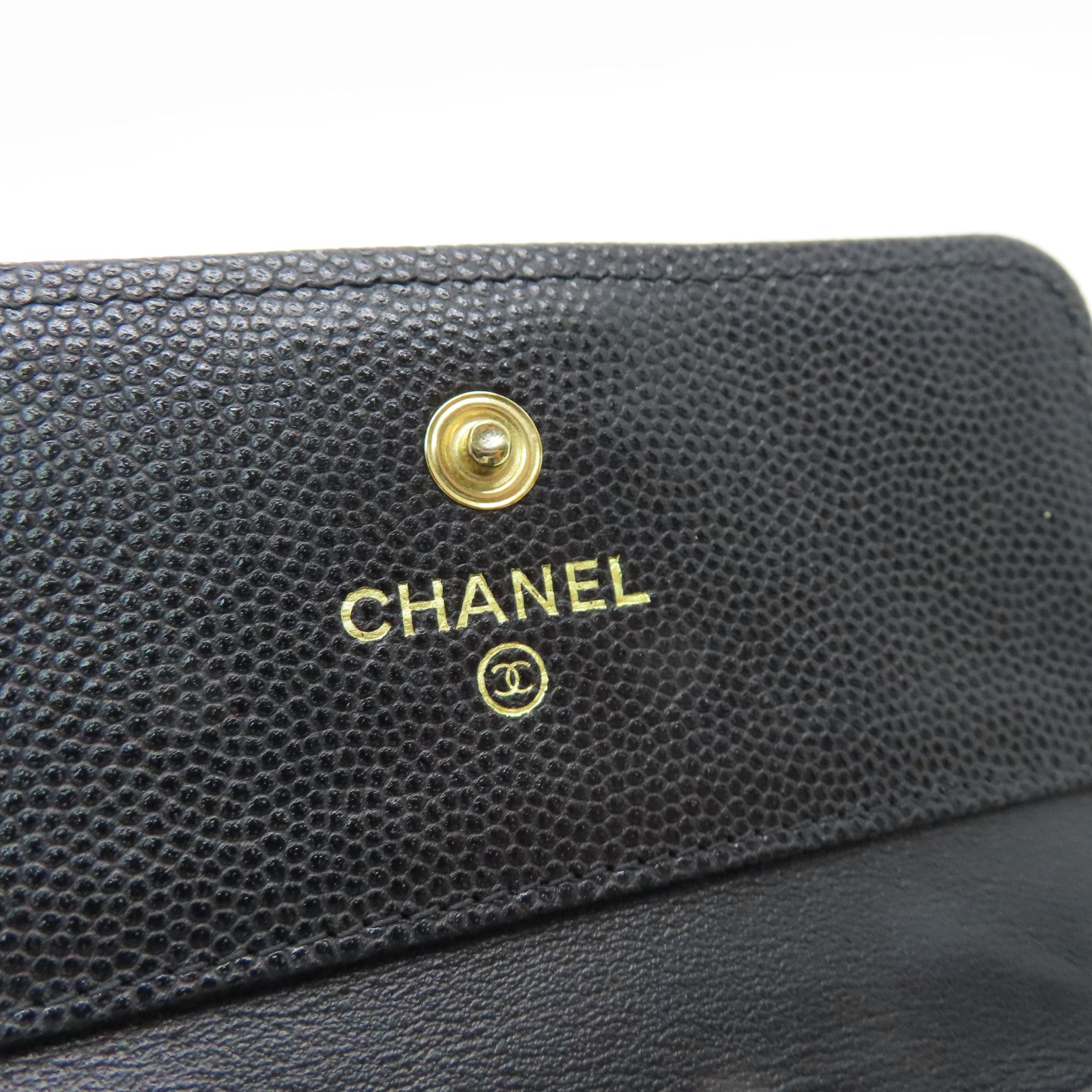 CHANEL rhombic cowhide leather Boy Wallet gold buckle wallet black
