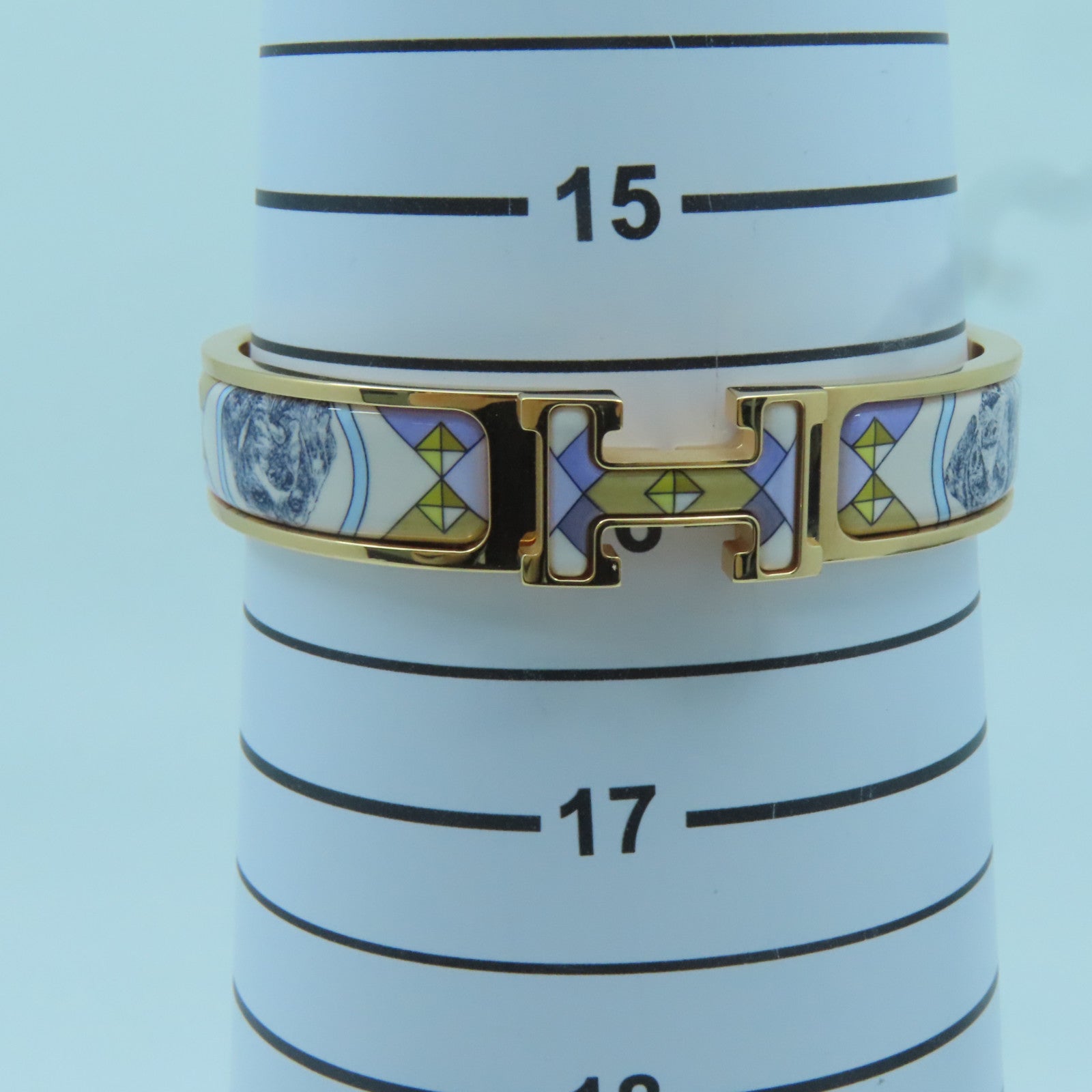 HERMES 金屬Clic-Clac H金扣手鐲玫瑰金色/白色/紫色#16cm