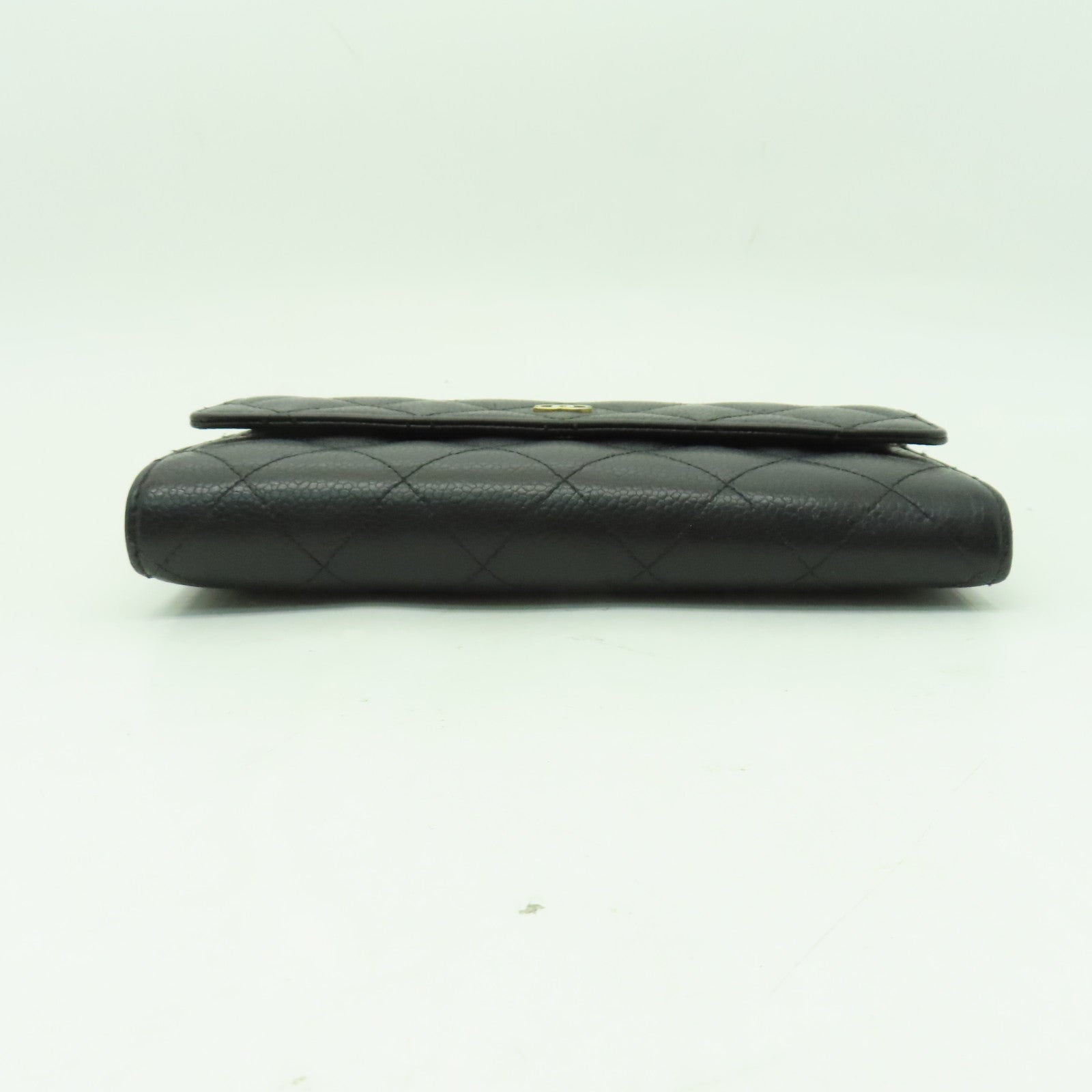 CHANEL 菱格Caviar皮革Long Wallet金扣長錢包黑色
