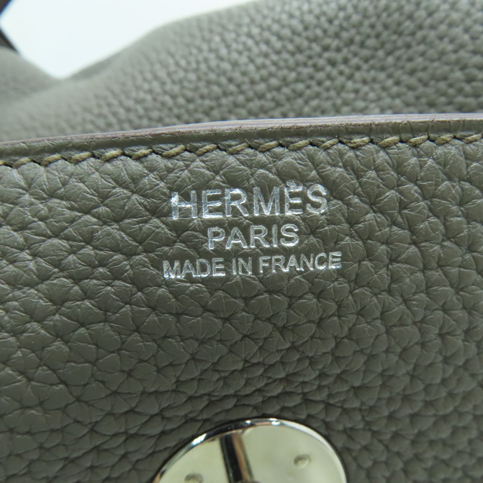 HERMES 【激减优惠】Clemence皮革Lindy 34银扣手挽肩背两用袋锡器灰/Etain/8F