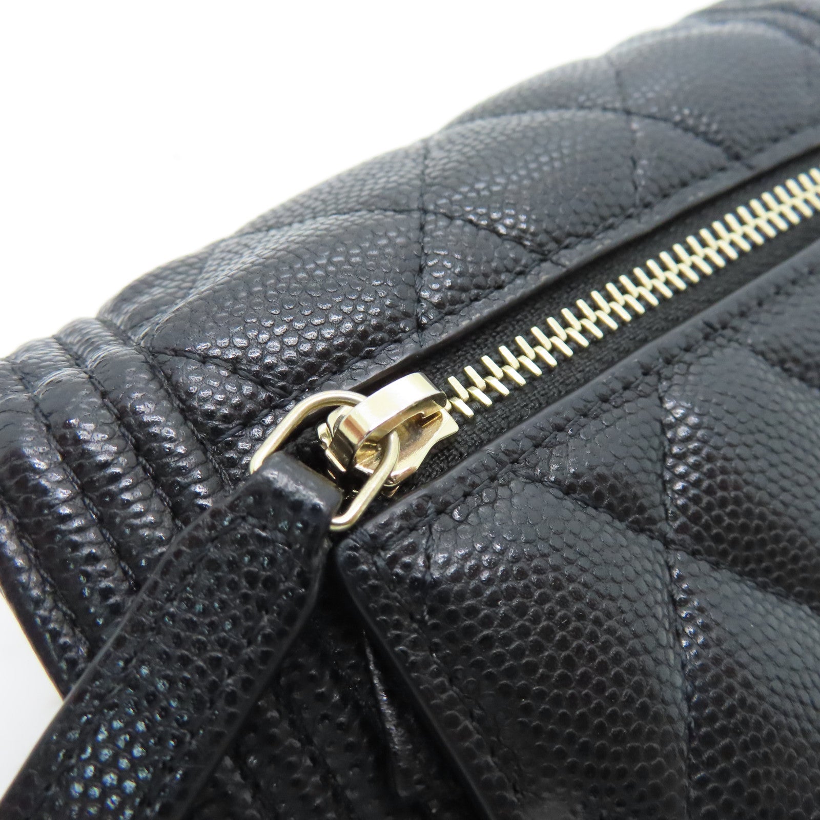 CHANEL rhombic cowhide leather Boy Wallet gold buckle wallet black