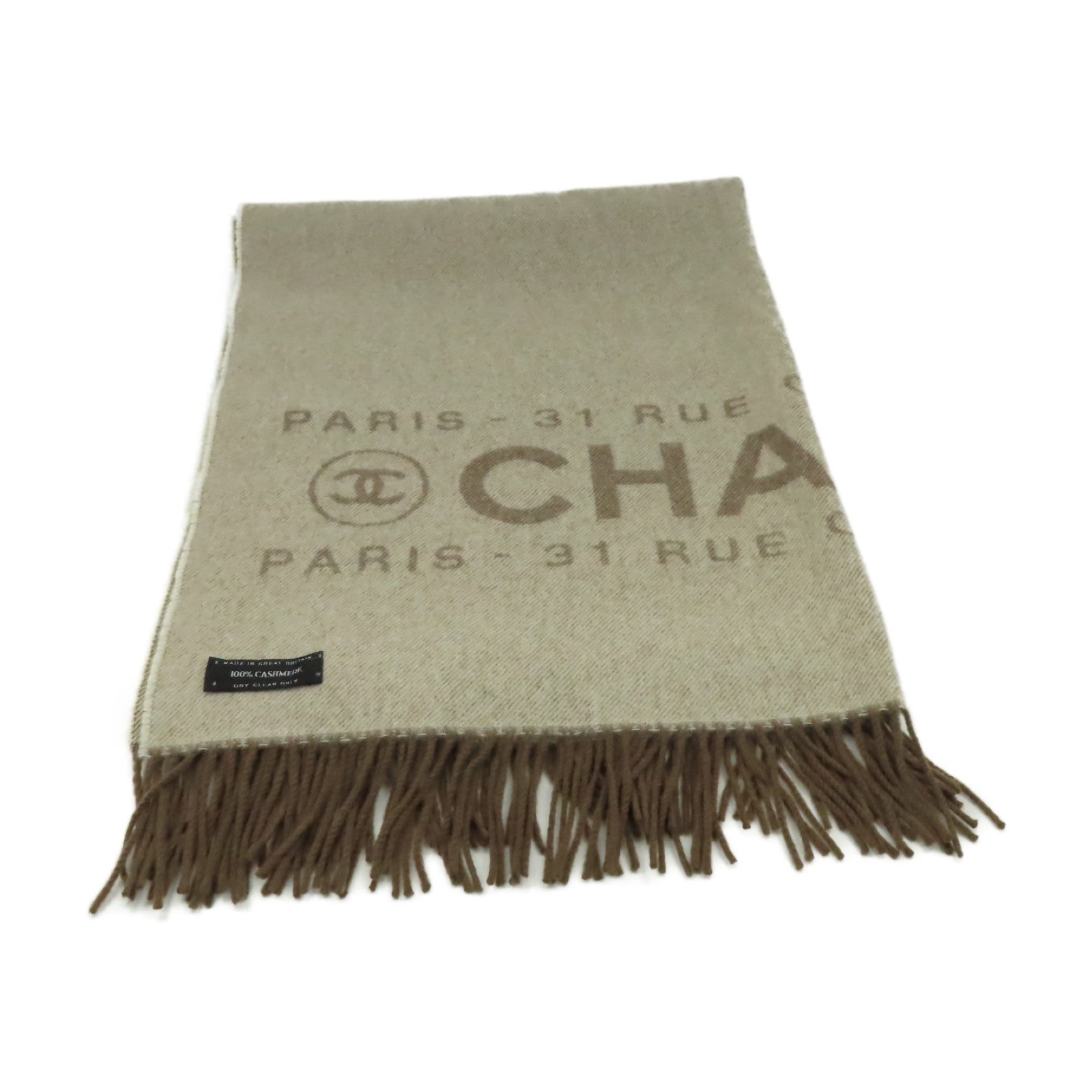 CHANEL 羊絨Scarf圍巾杏色/啡色