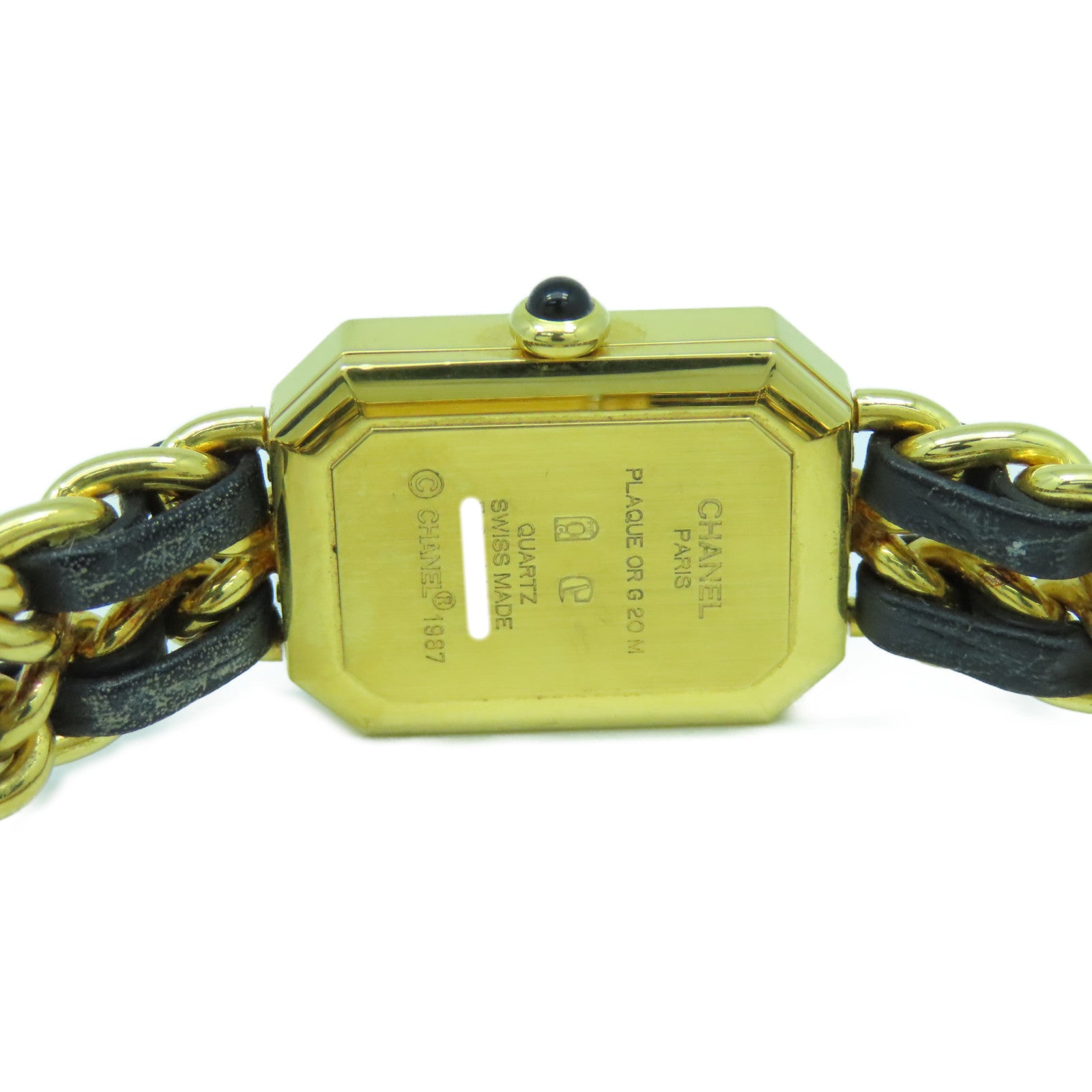 CHANEL Premiere L鍍金/皮革手錶石英機芯黑色