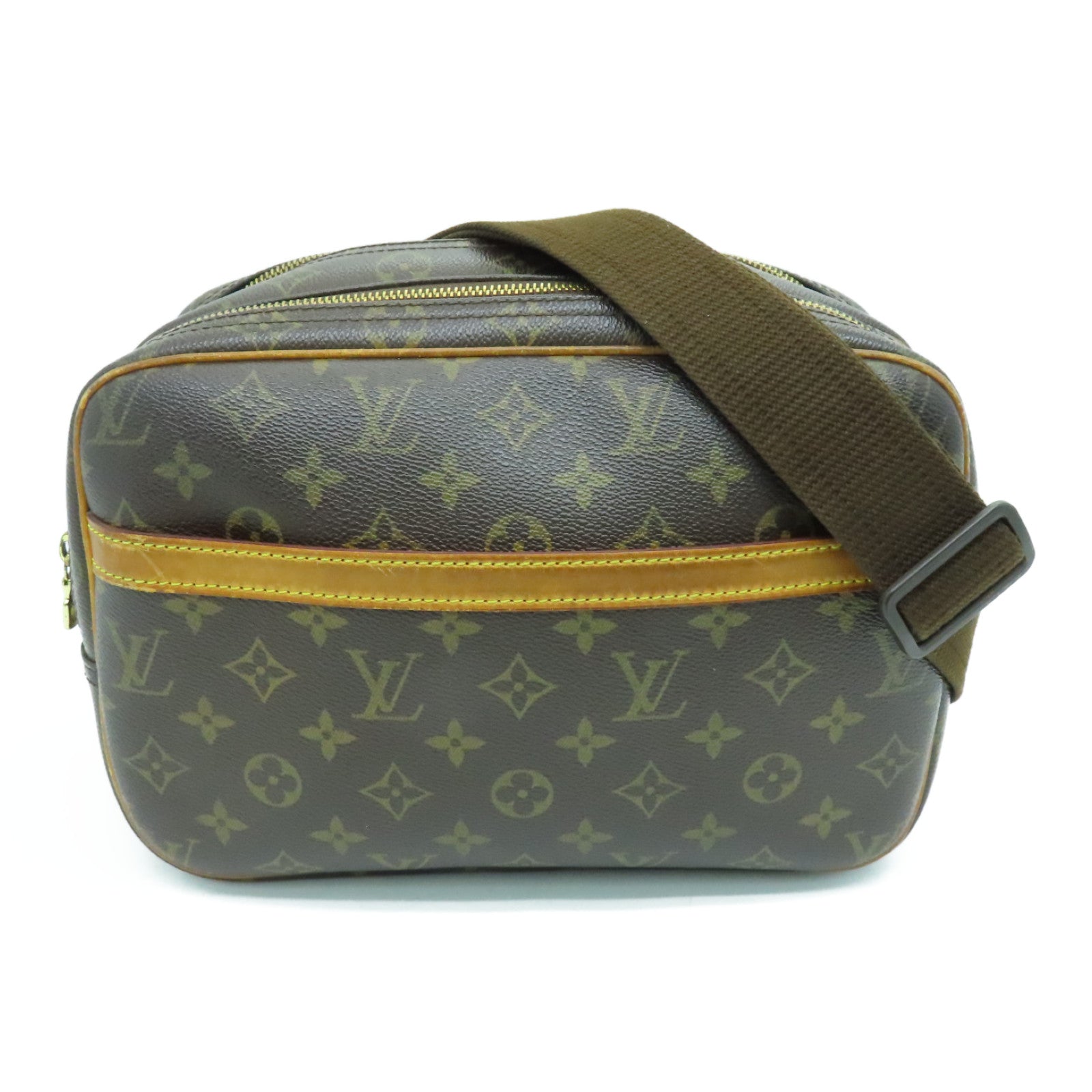 LOUIS VUITTON Monogram Reporter金扣肩背袋啡色