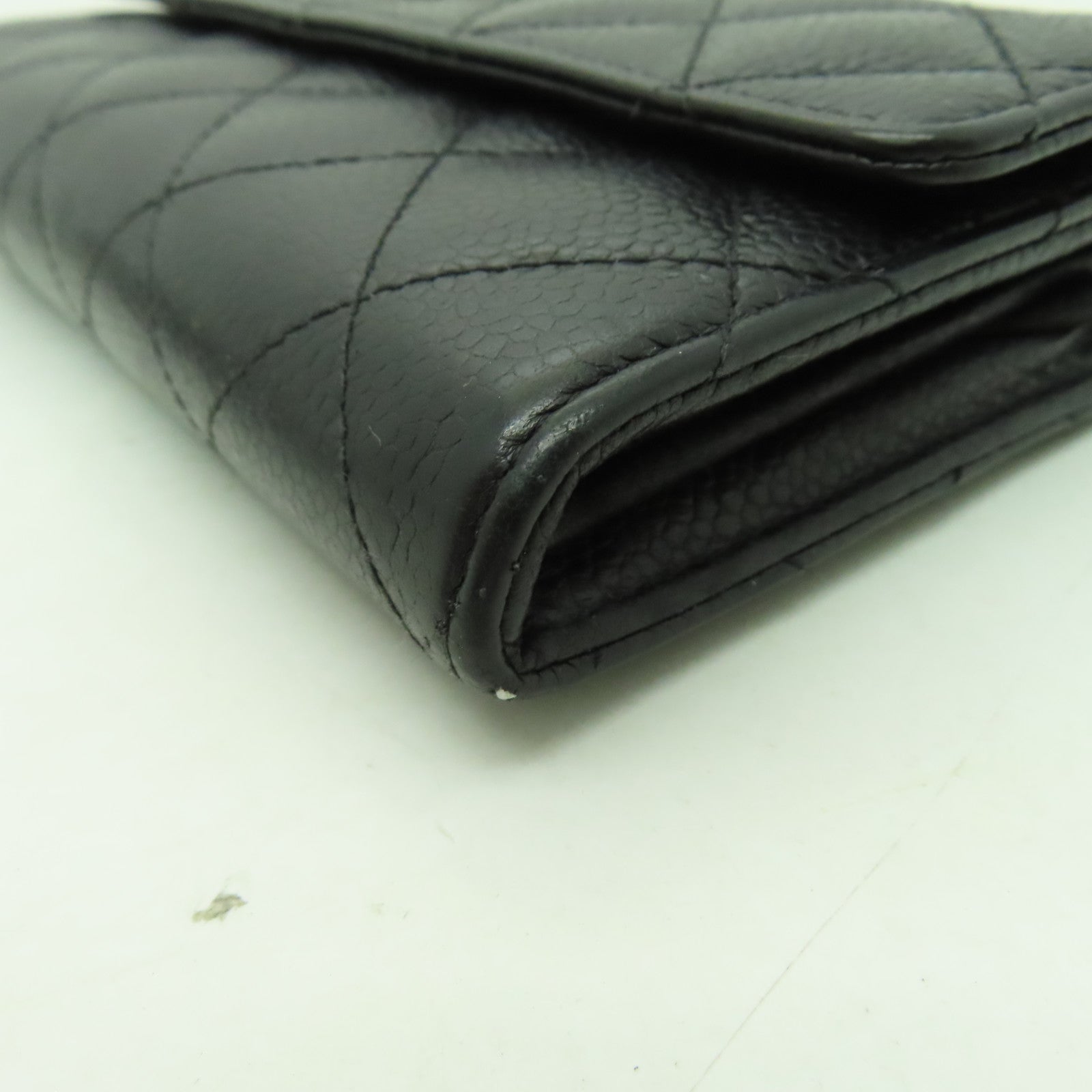 CHANEL 菱格Caviar皮革Long Wallet金扣長錢包黑色