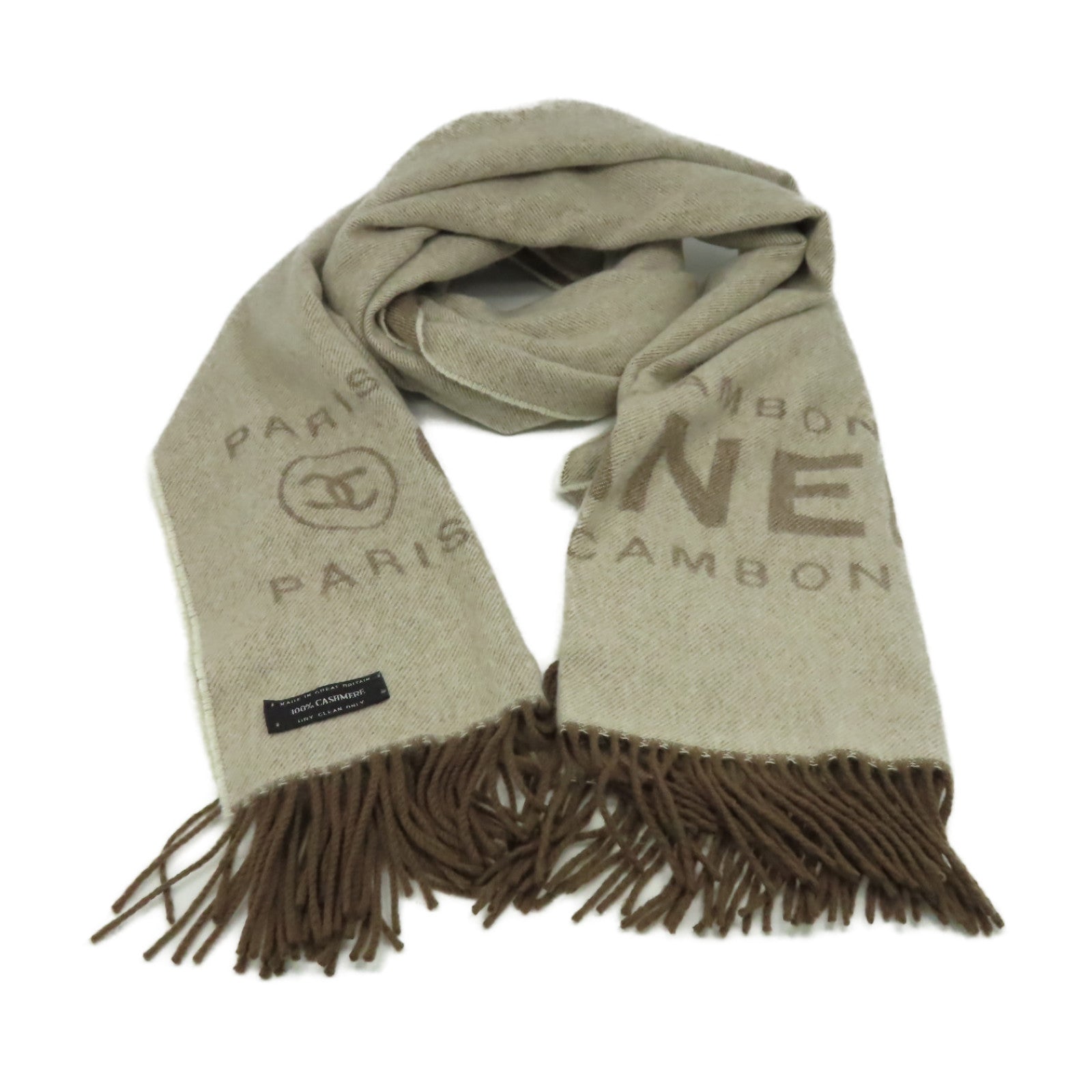 CHANEL 羊絨Scarf圍巾杏色/啡色