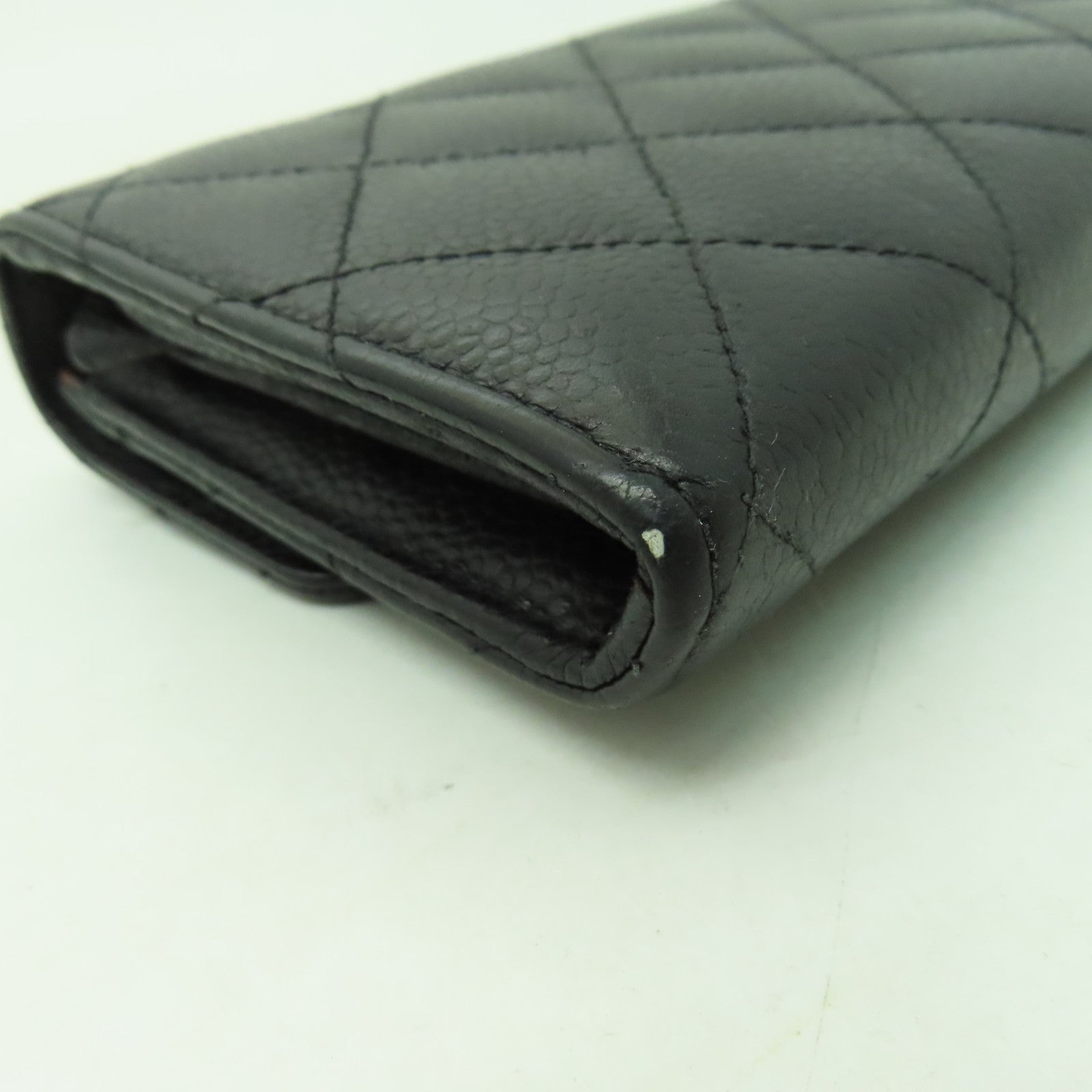 CHANEL 菱格Caviar皮革Long Wallet金扣長錢包黑色