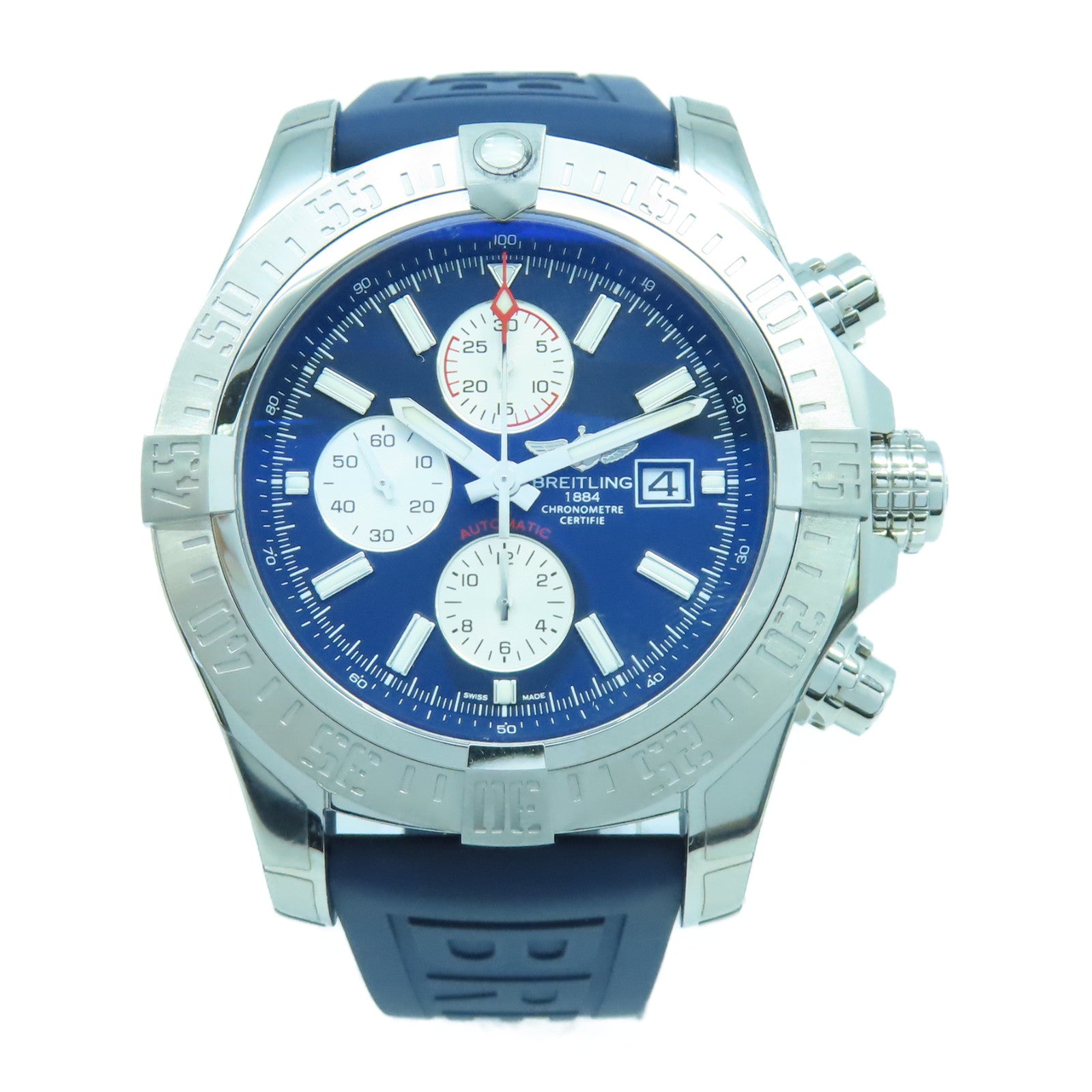 BREITLING Super Avenger 不鏽鋼/橡膠帶自動機芯手錶藍色