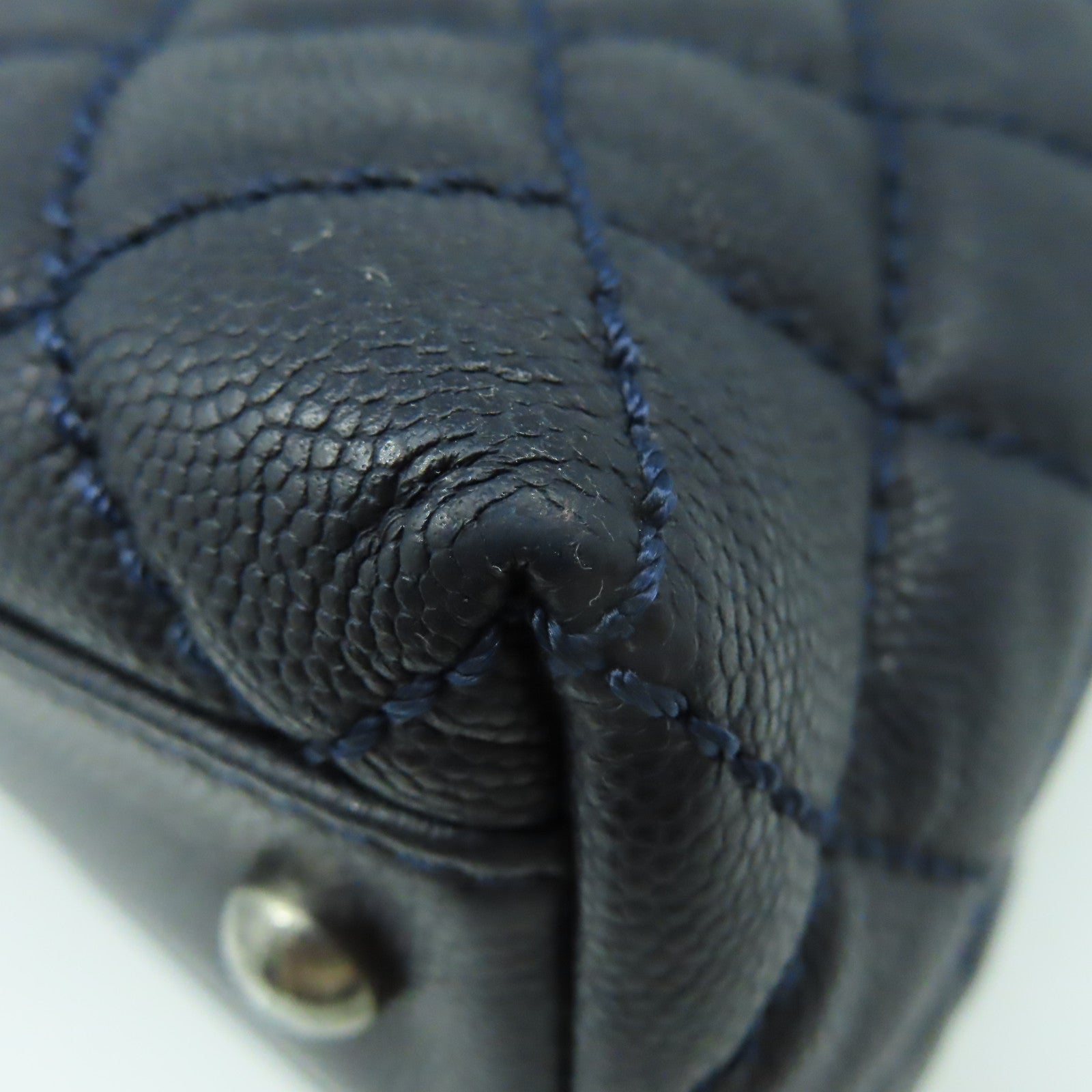 CHANEL 【激減優惠】菱格Caviar皮革/蜥蝪皮革CoCo Handle 2Way Chain Shoulder Bga銀扣鏈帶手挽肩背兩用袋寶藍色