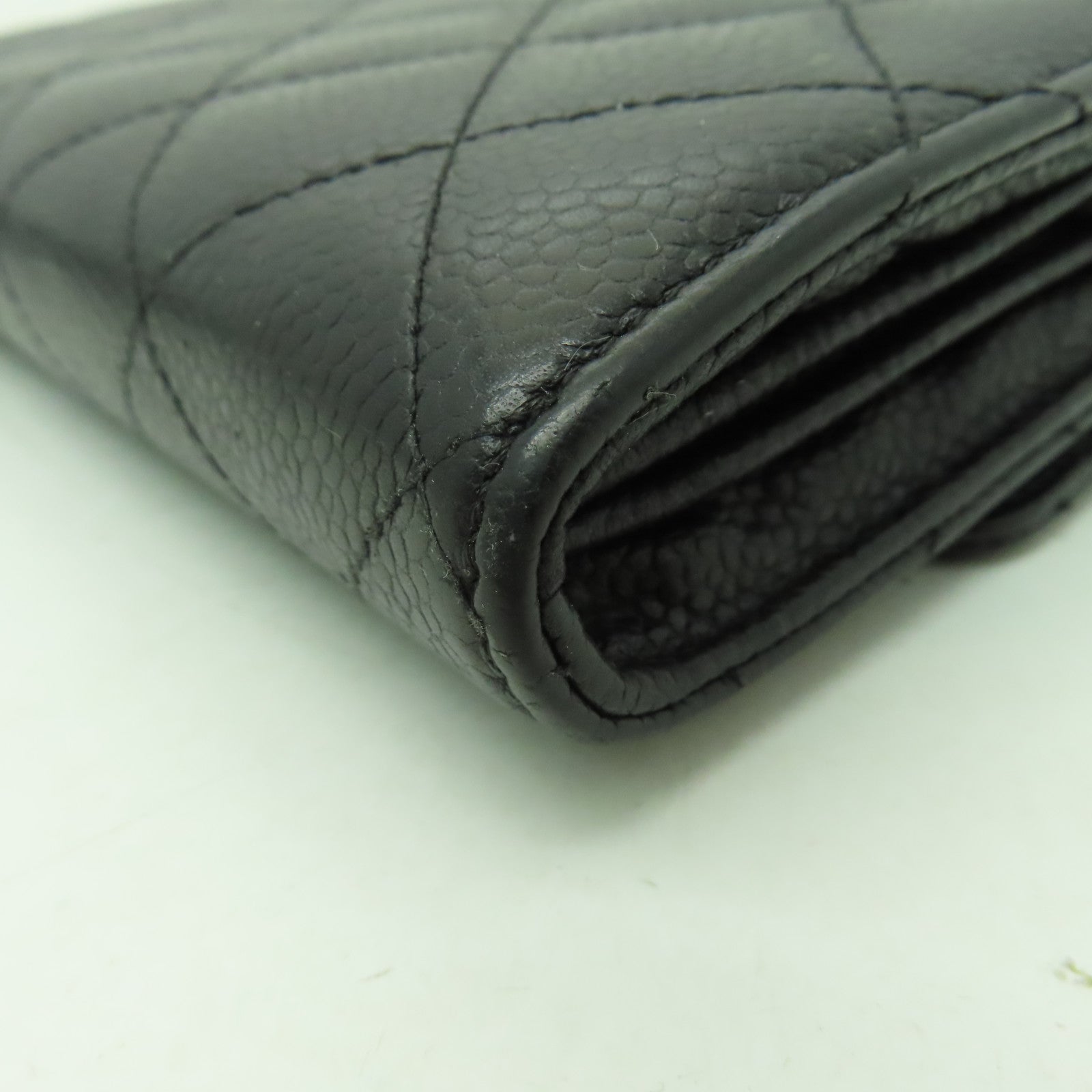 CHANEL 菱格Caviar皮革Long Wallet金扣長錢包黑色