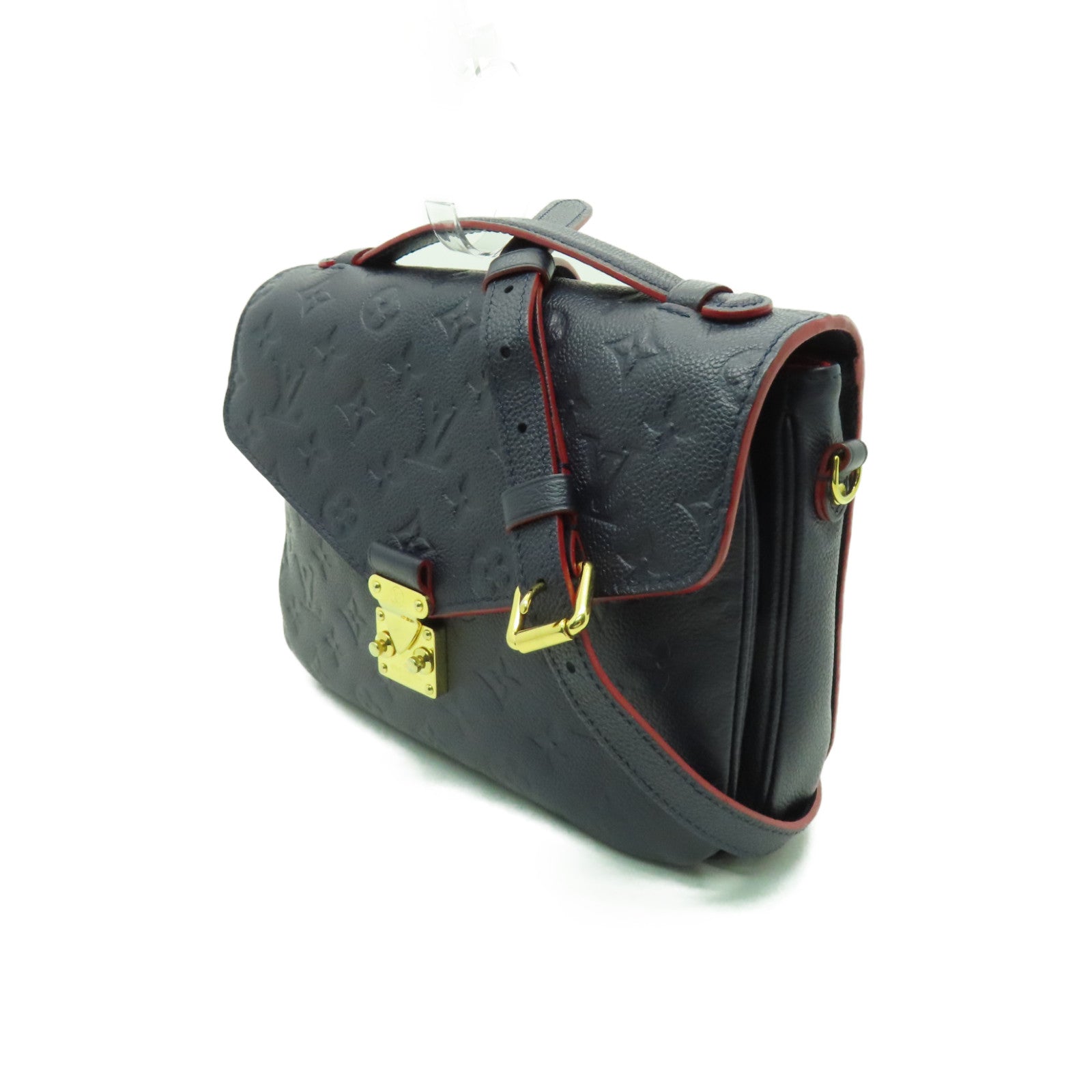 LOUIS VUITTON Monogram Empreinte Pochette Metis金扣手挽肩背兩用袋深藍色