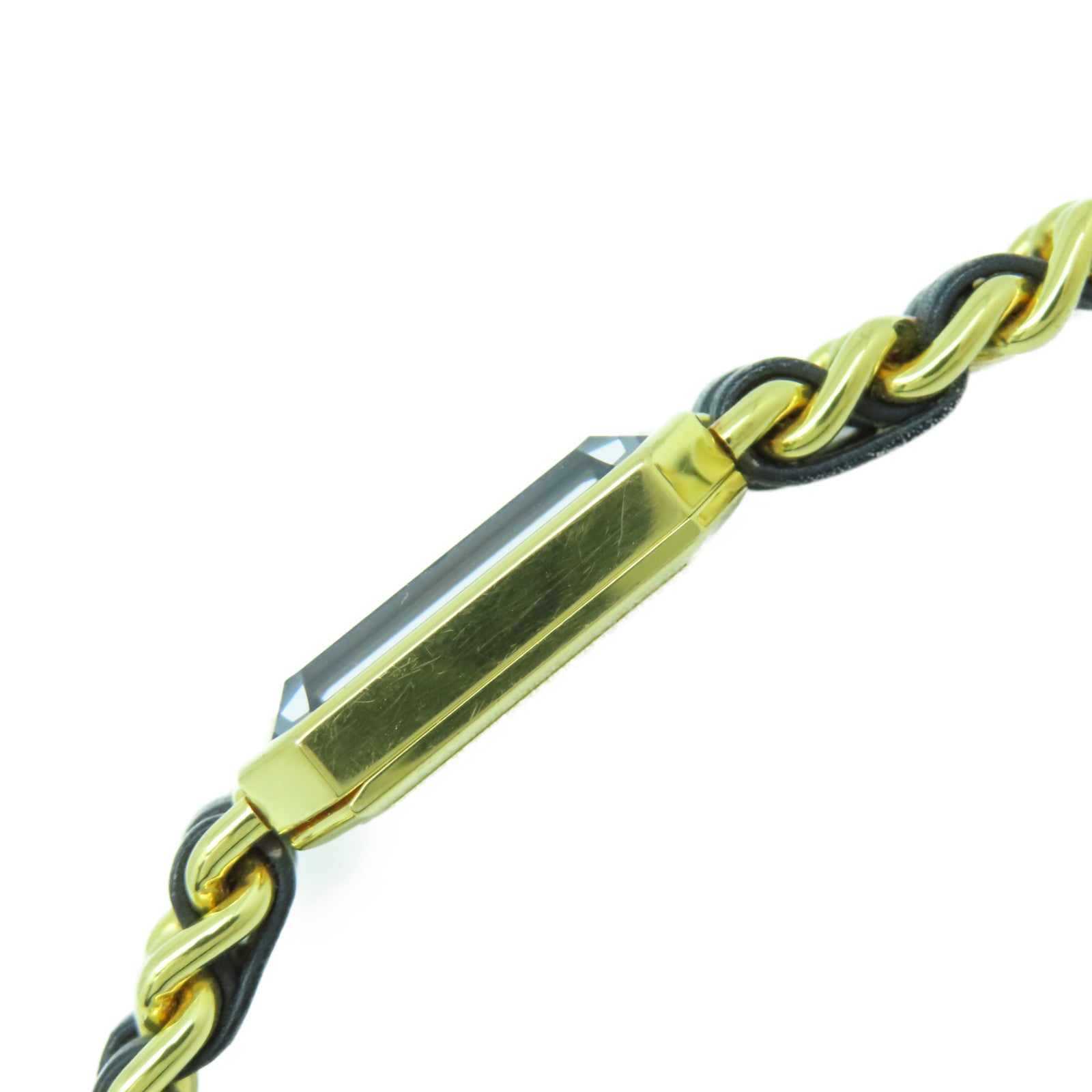 CHANEL Premiere L鍍金/皮革手錶石英機芯黑色