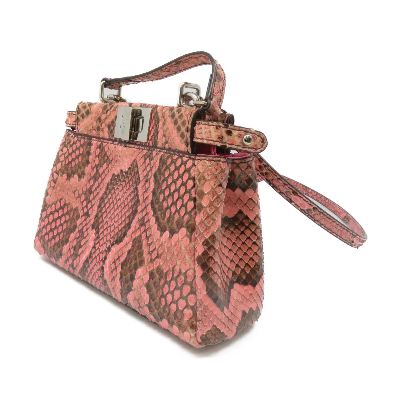 FENDI 蛇皮皮革Micro Peekaboo 2 way Shoulder Bag手挽肩背兩用袋粉紅色