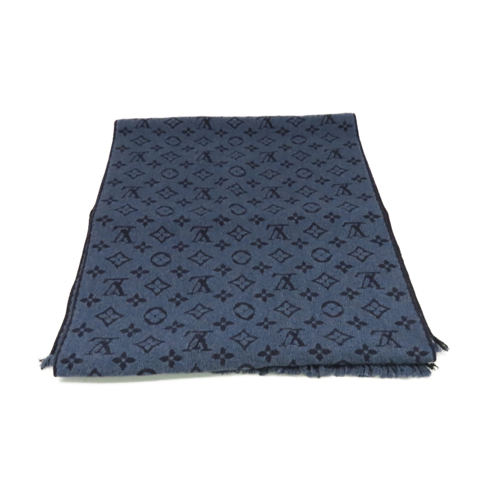 LOUIS VUITTON 羊毛Scarf圍巾寶藍色/黑色