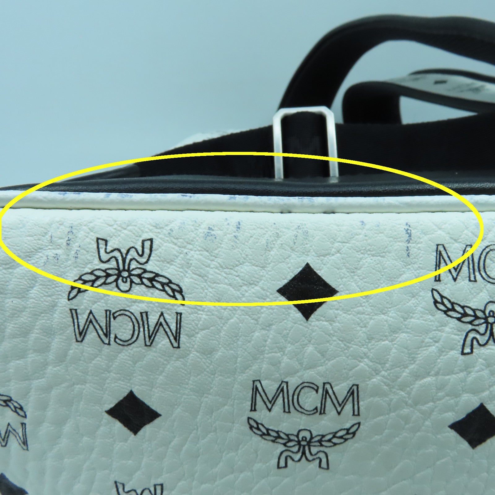 MCM PVC Dual Stark Backpack Silver Buckle Backpack White
