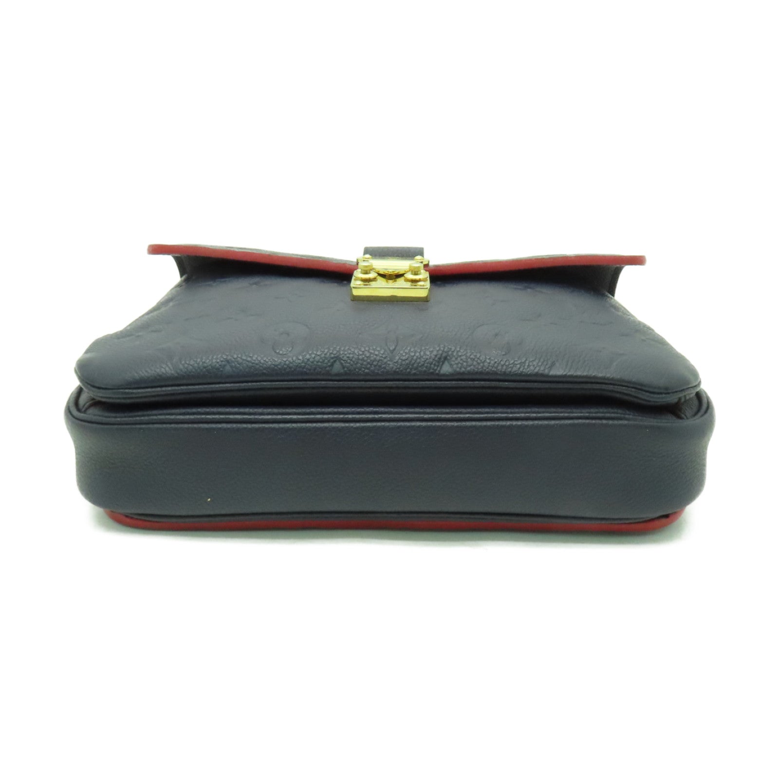 LOUIS VUITTON Monogram Empreinte Pochette Metis金扣手挽肩背兩用袋深藍色