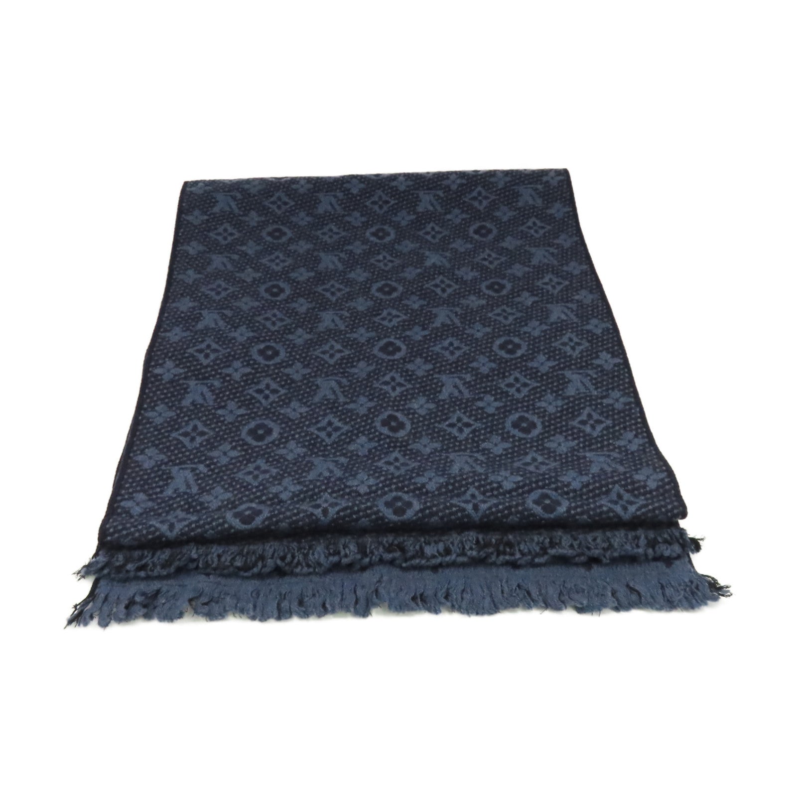 LOUIS VUITTON 羊毛Scarf圍巾寶藍色/黑色