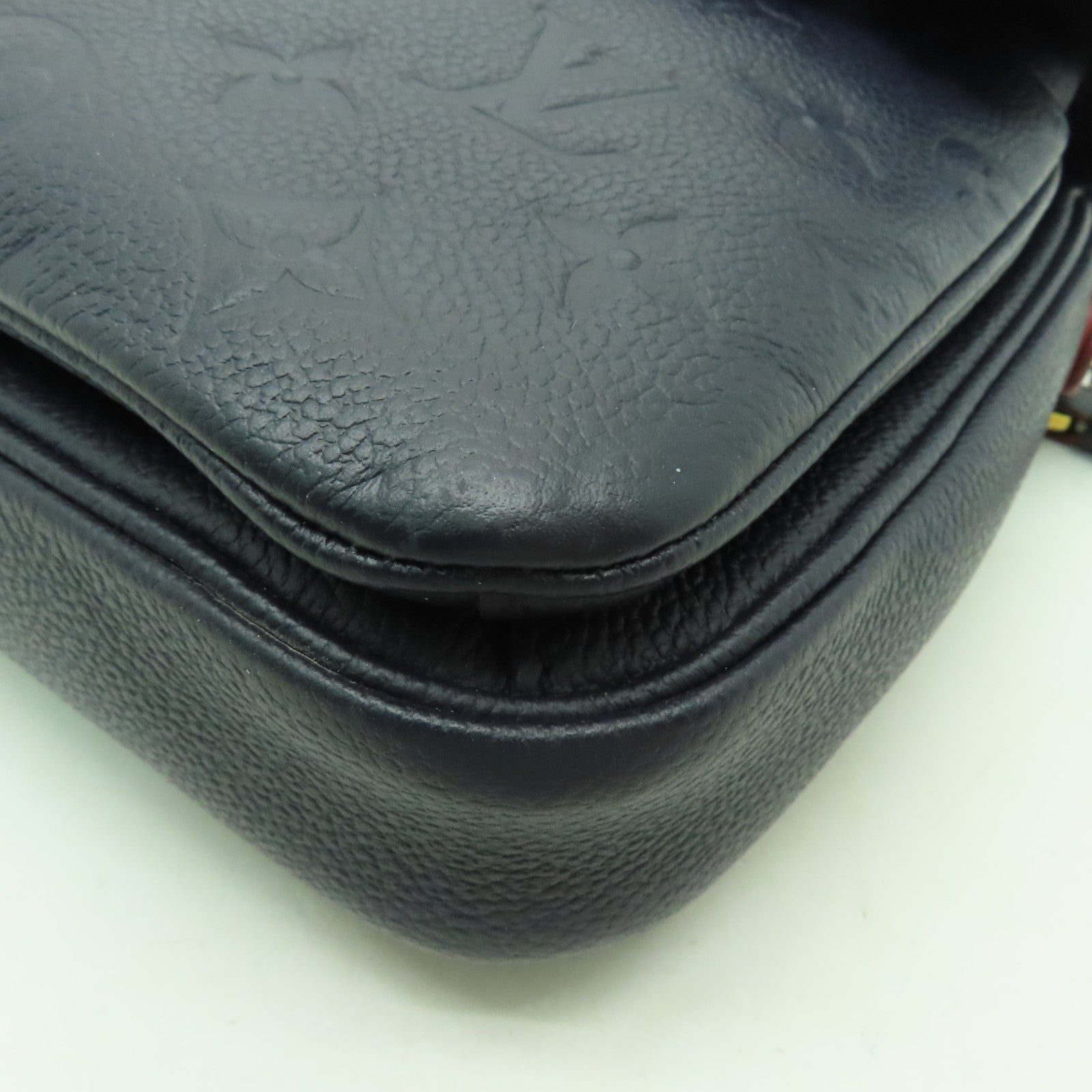 LOUIS VUITTON Monogram Empreinte Pochette Metis金扣手挽肩背兩用袋深藍色