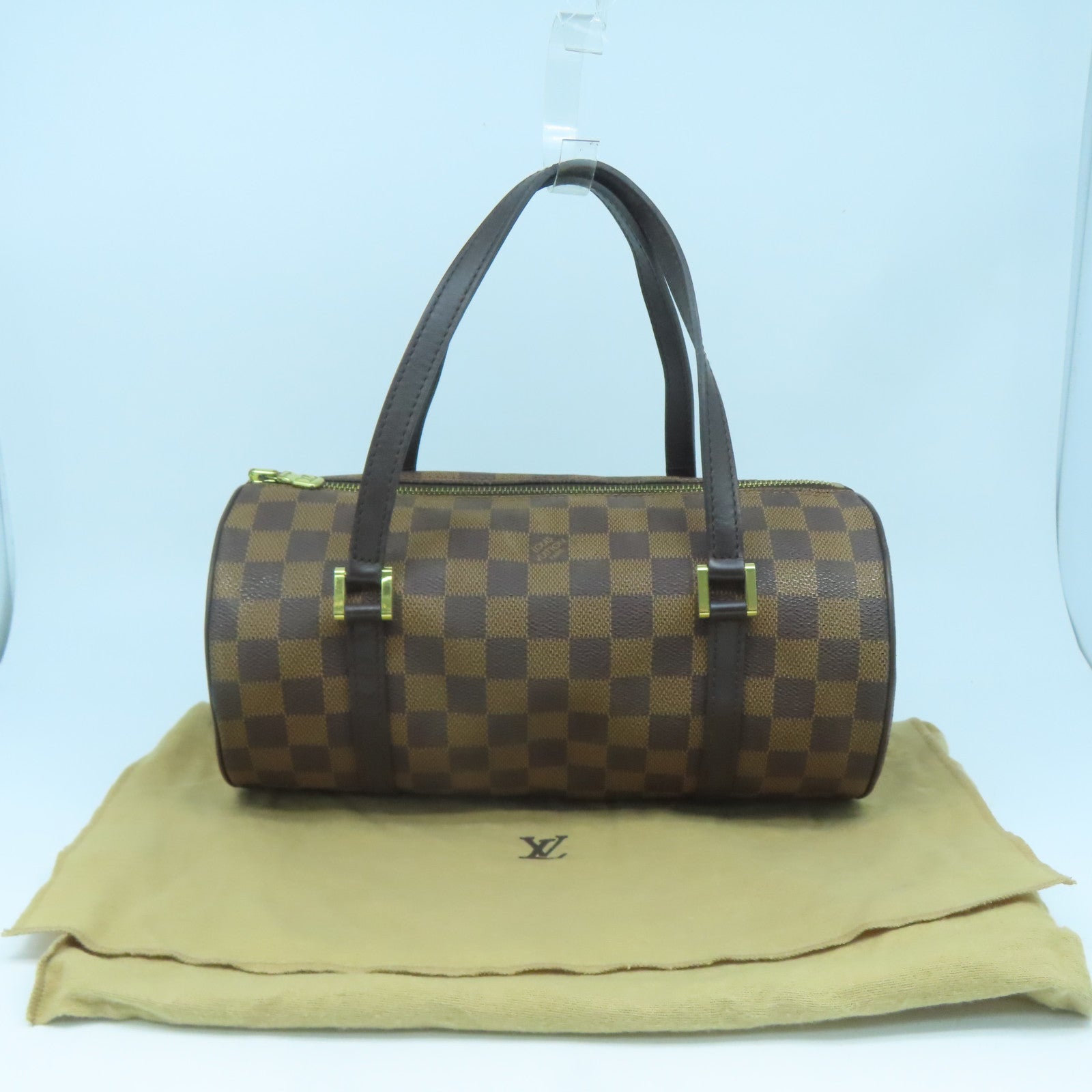 LOUIS VUITTON Damier Ebene Papillon PM金扣肩背袋啡色