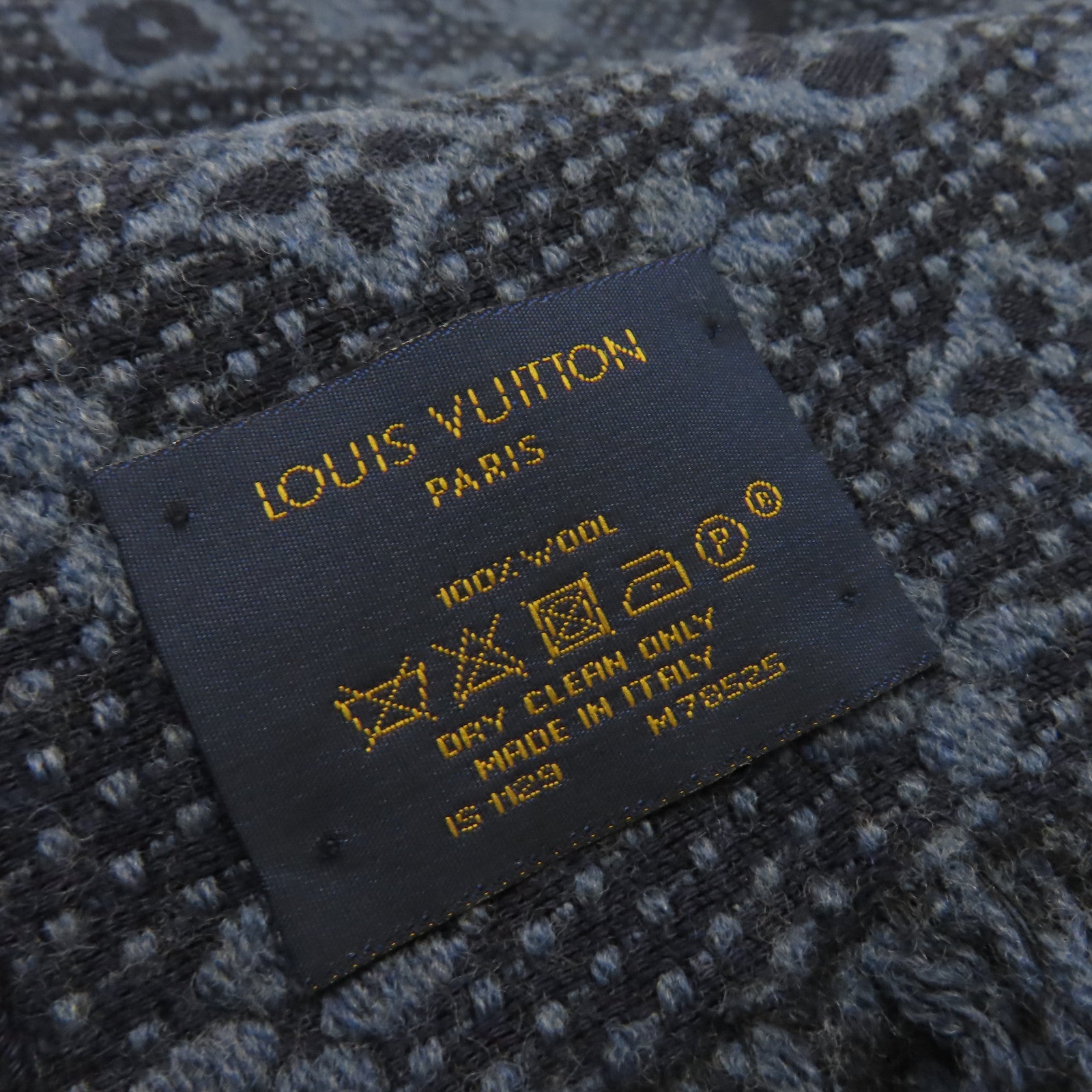 LOUIS VUITTON 羊毛Scarf圍巾寶藍色/黑色