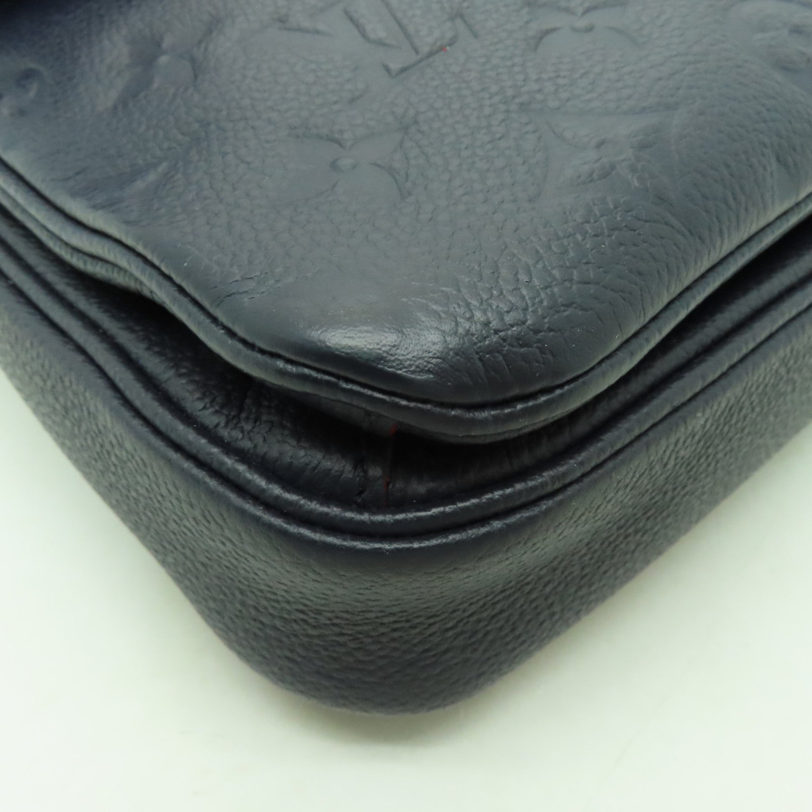 LOUIS VUITTON Monogram Empreinte Pochette Metis金扣手挽肩背兩用袋深藍色